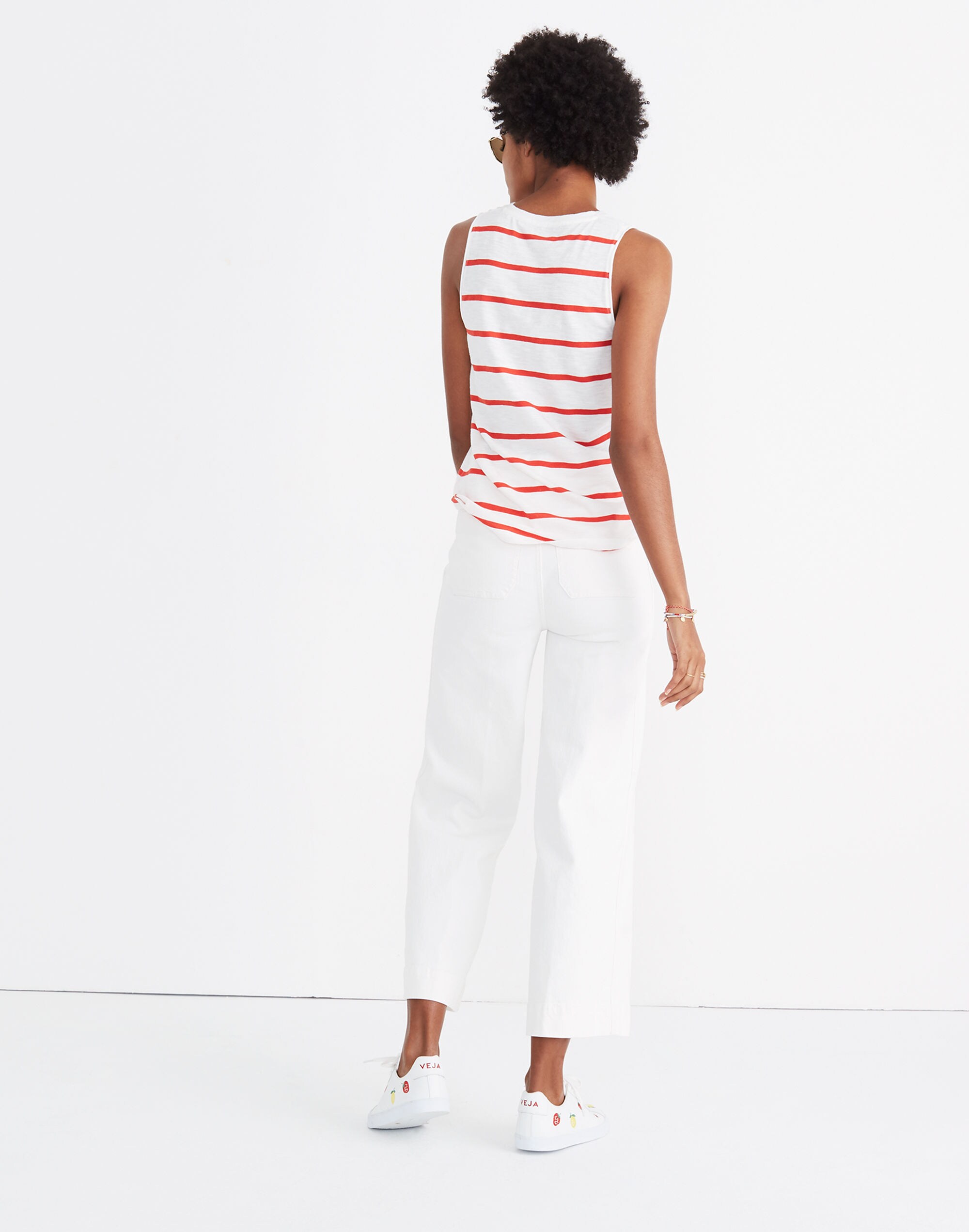 Whisper Cotton V-Neck Pocket Tank in Creston Stripe