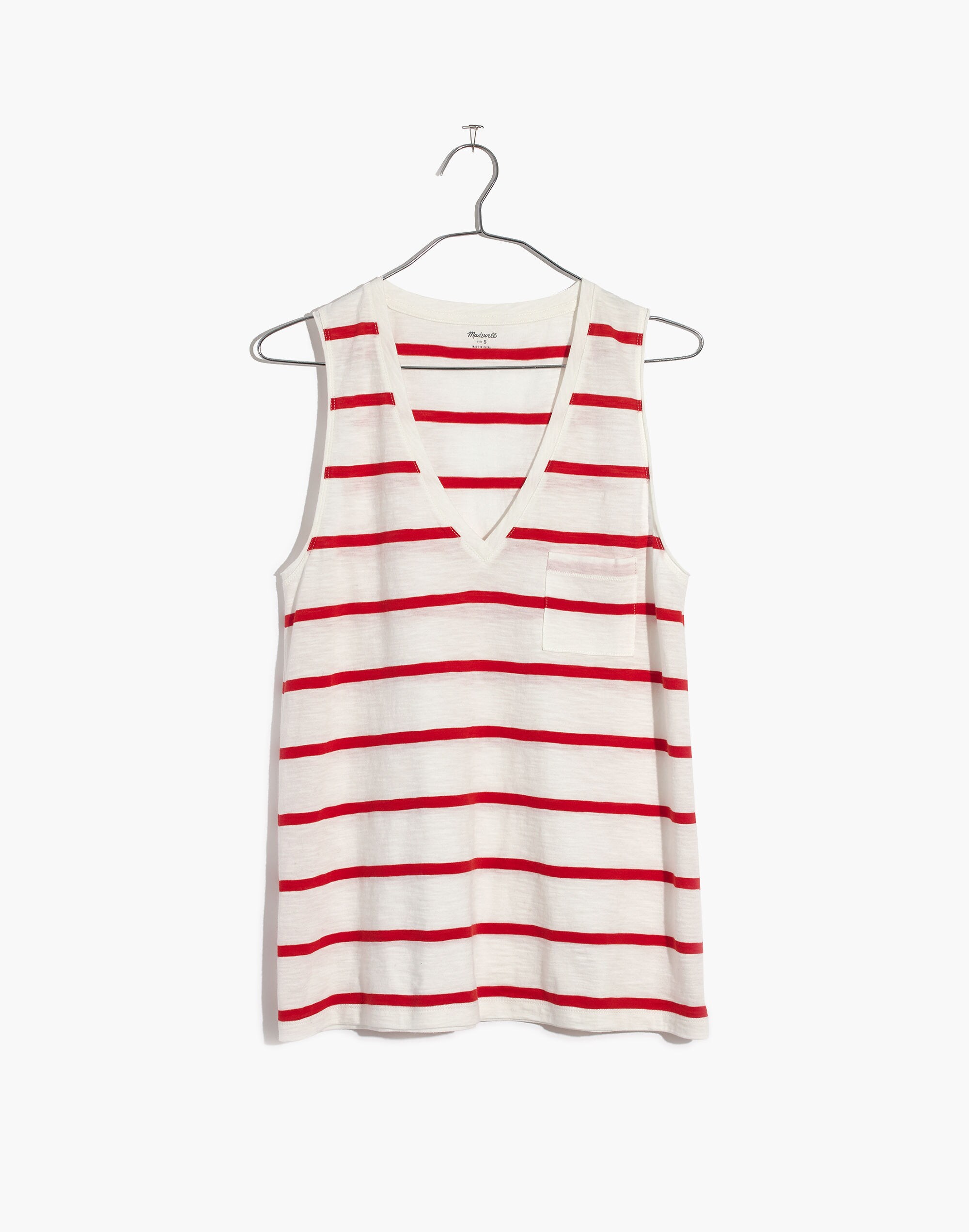 Whisper Cotton V-Neck Pocket Tank in Creston Stripe