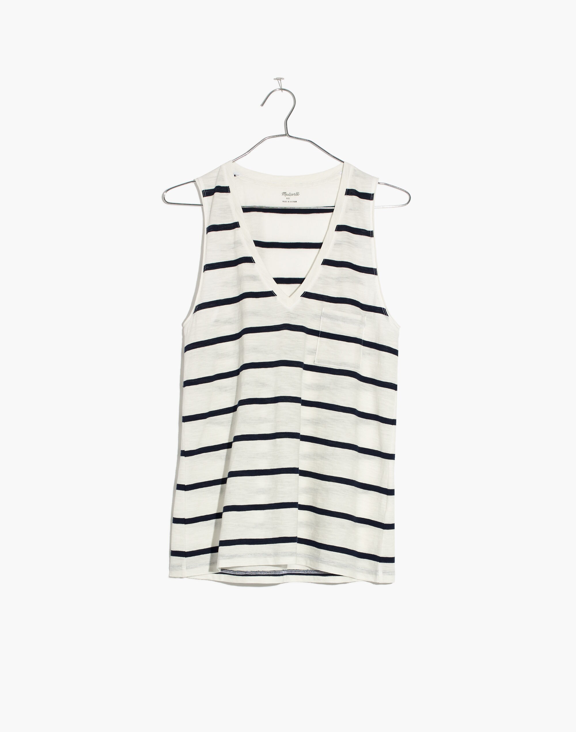 Whisper Cotton V-Neck Pocket Tank in Creston Stripe