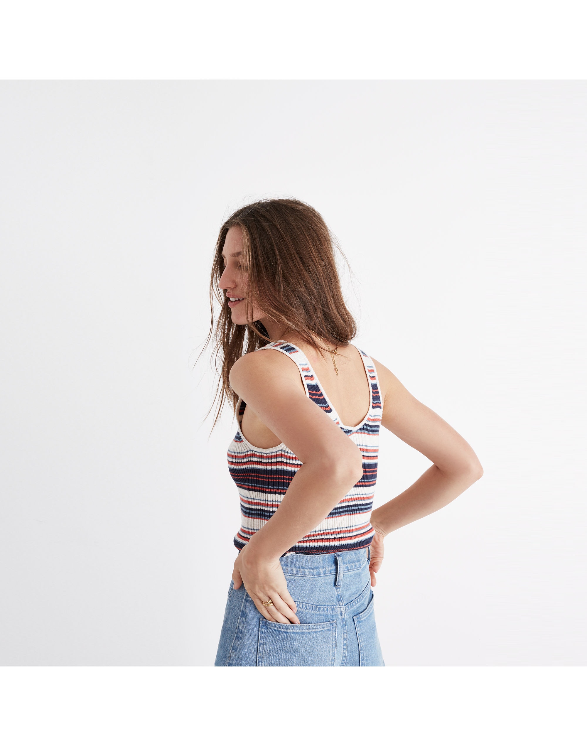 Ribbed Sweater Tank in Stripe