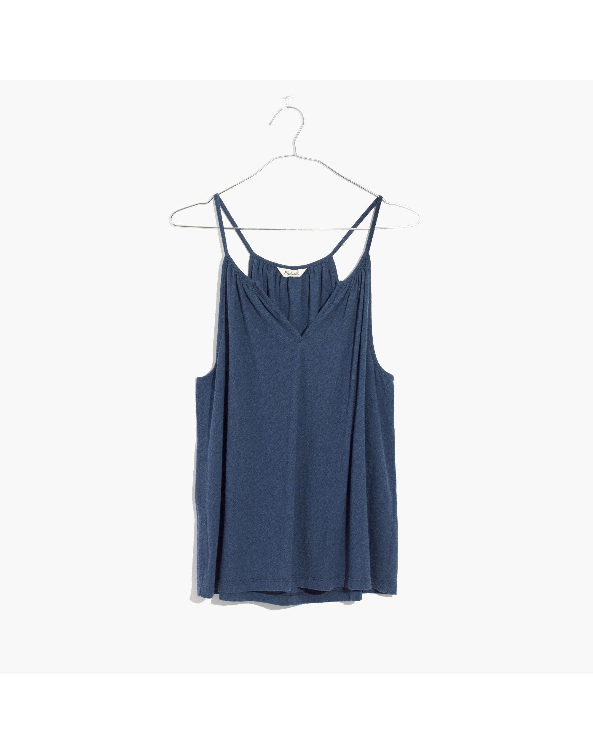 Shirred Split-Neck Tank Top