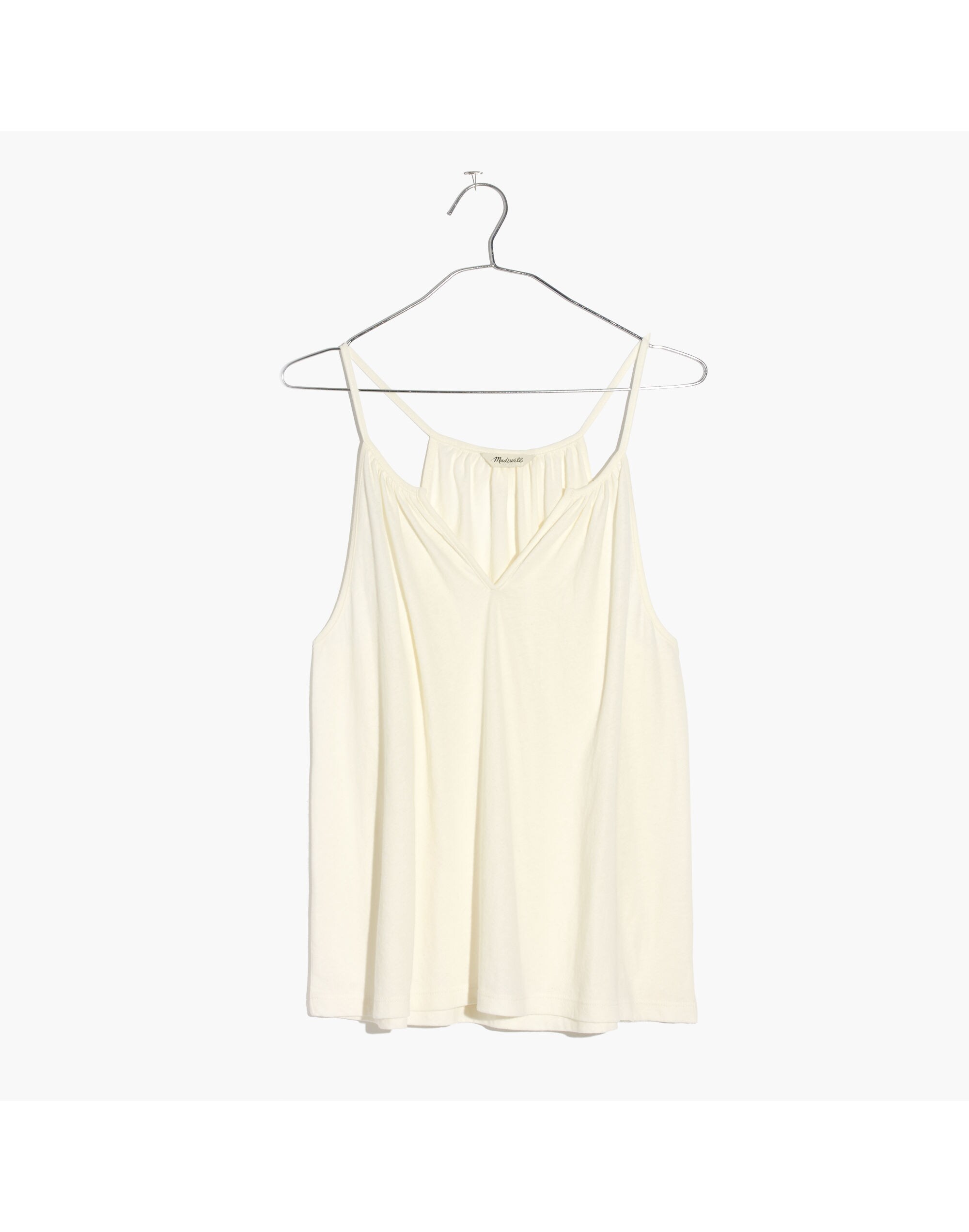 Shirred Split-Neck Tank Top