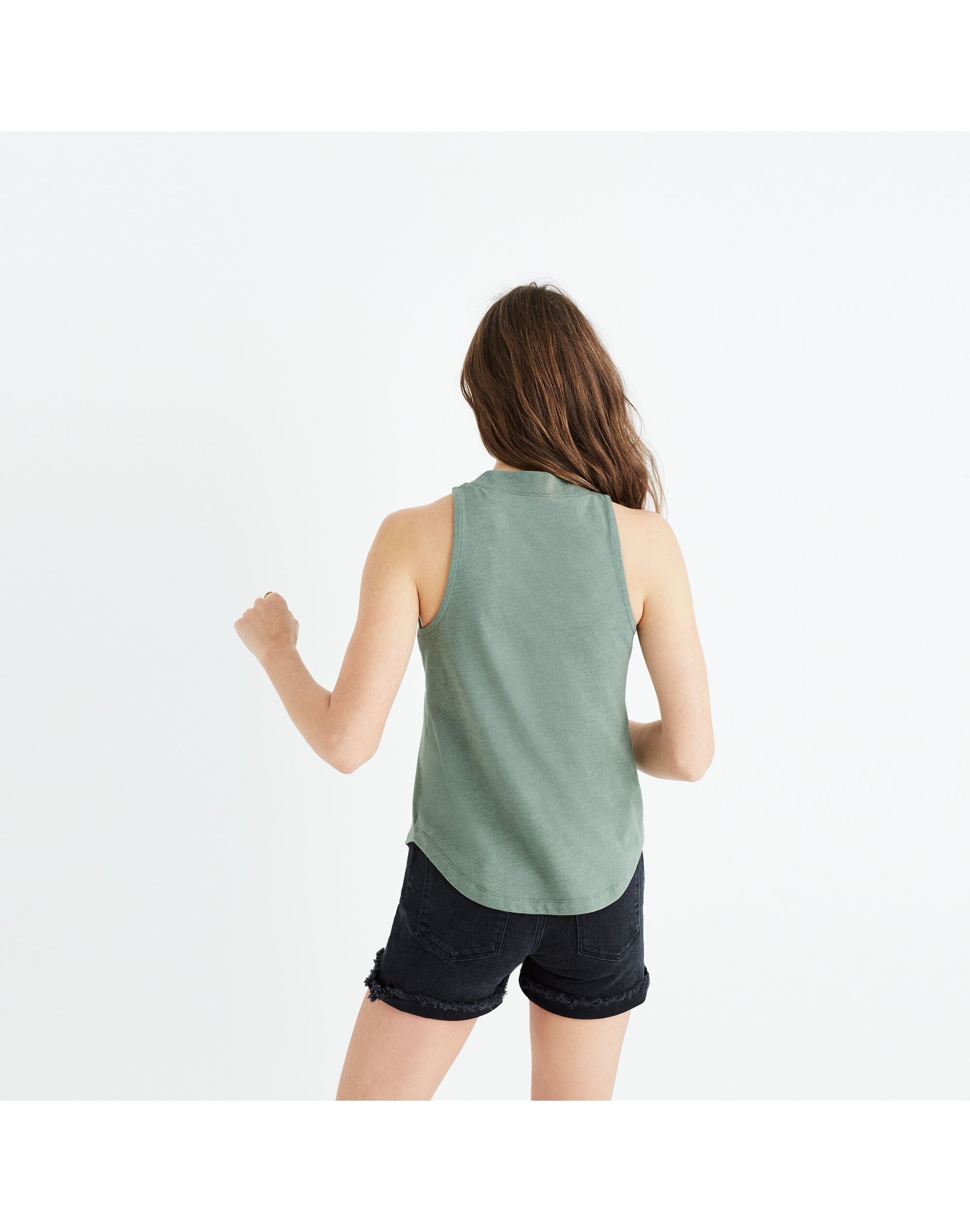 Mockneck Shirttail Tank Top