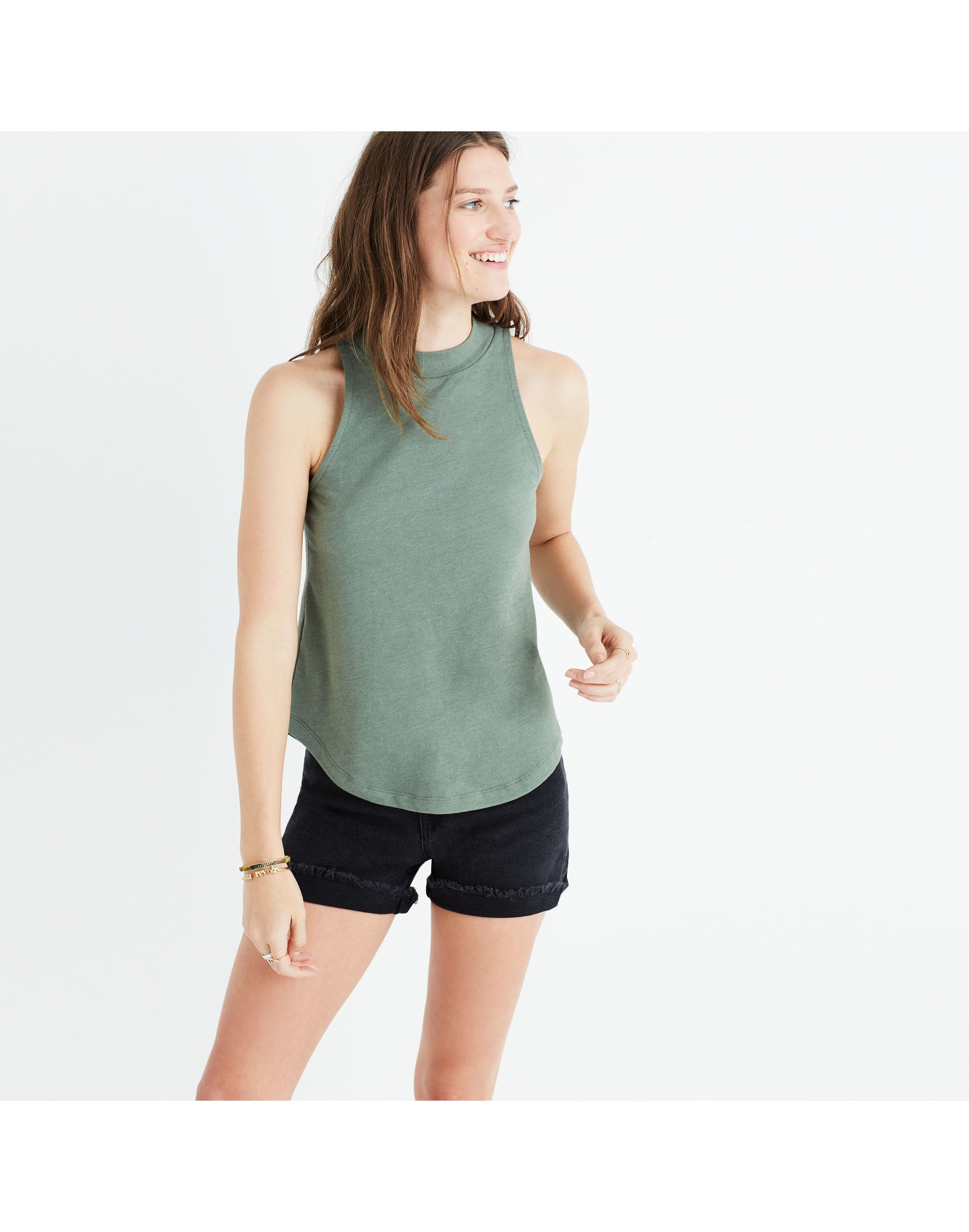 Mockneck Shirttail Tank Top