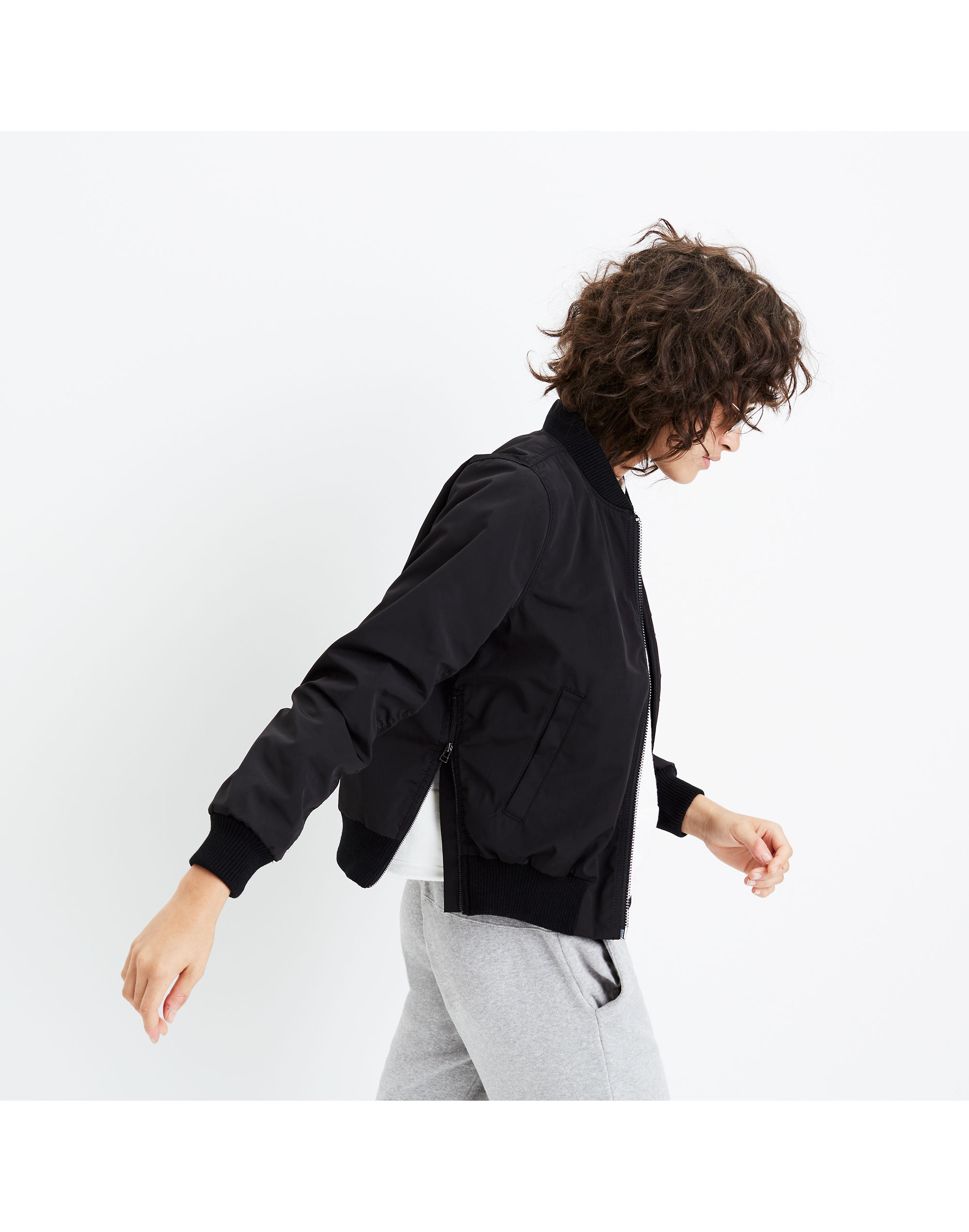 Side-Zip Bomber Jacket