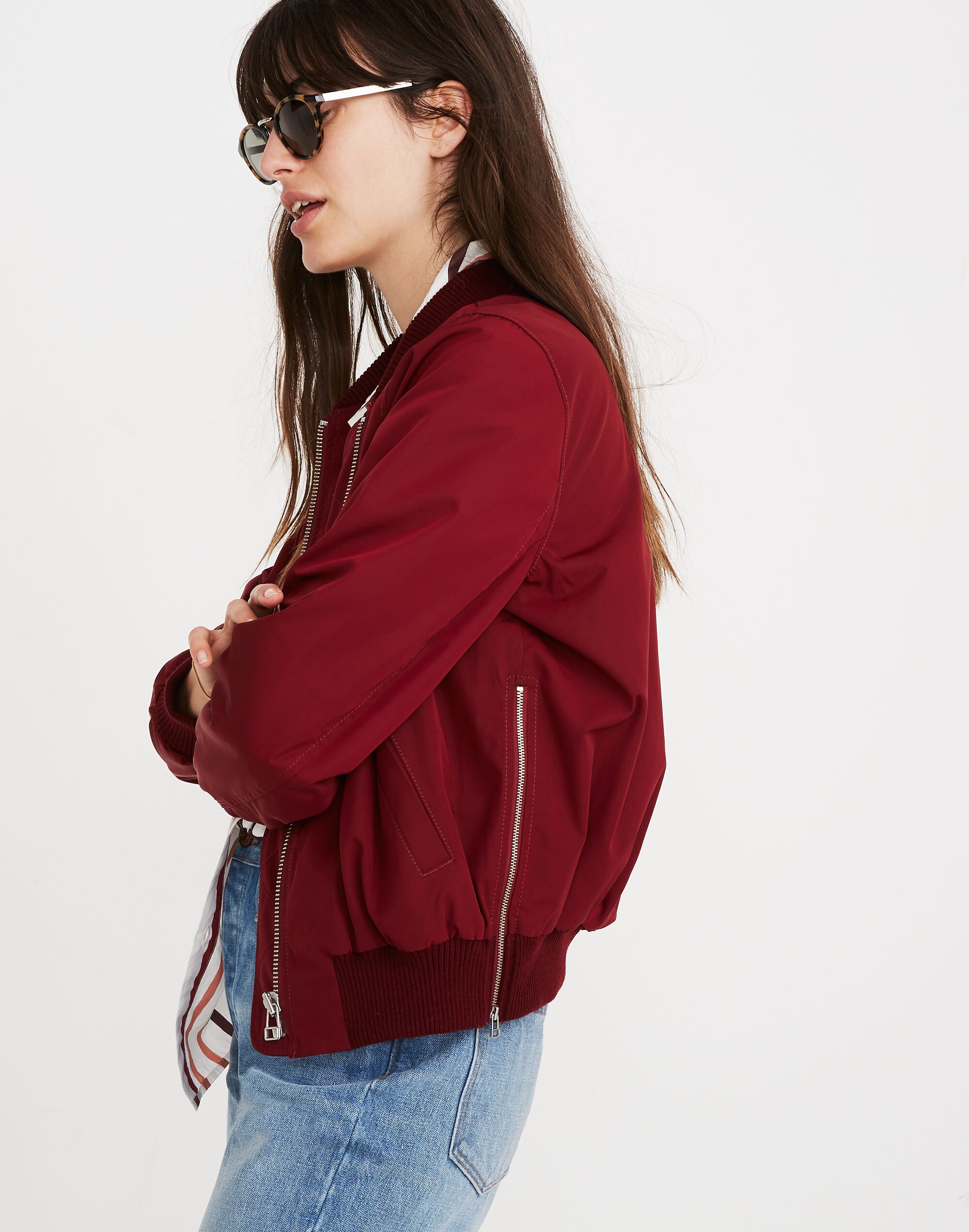 Side-Zip Bomber Jacket