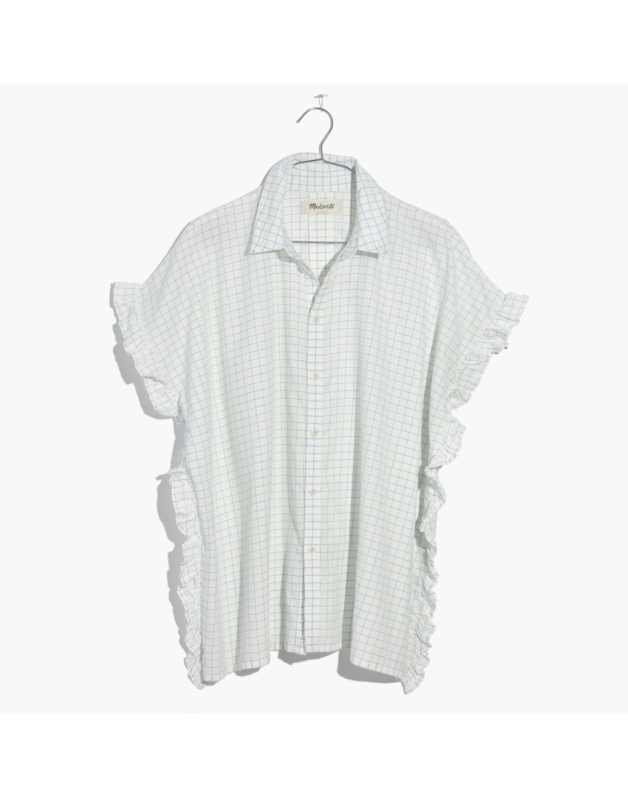 Windowpane Ruffle-Side Shirt