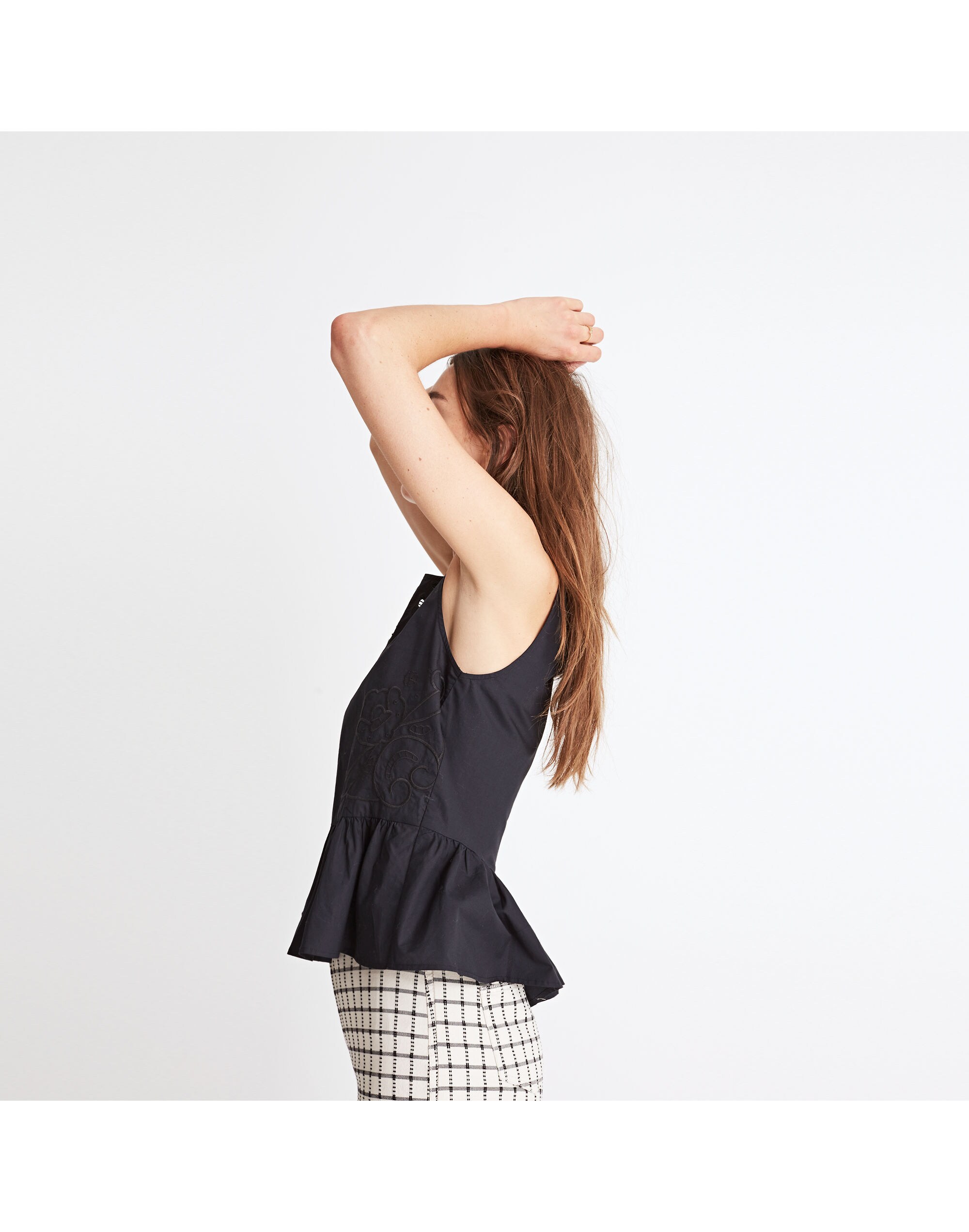 Embroidered Peplum Tank Top