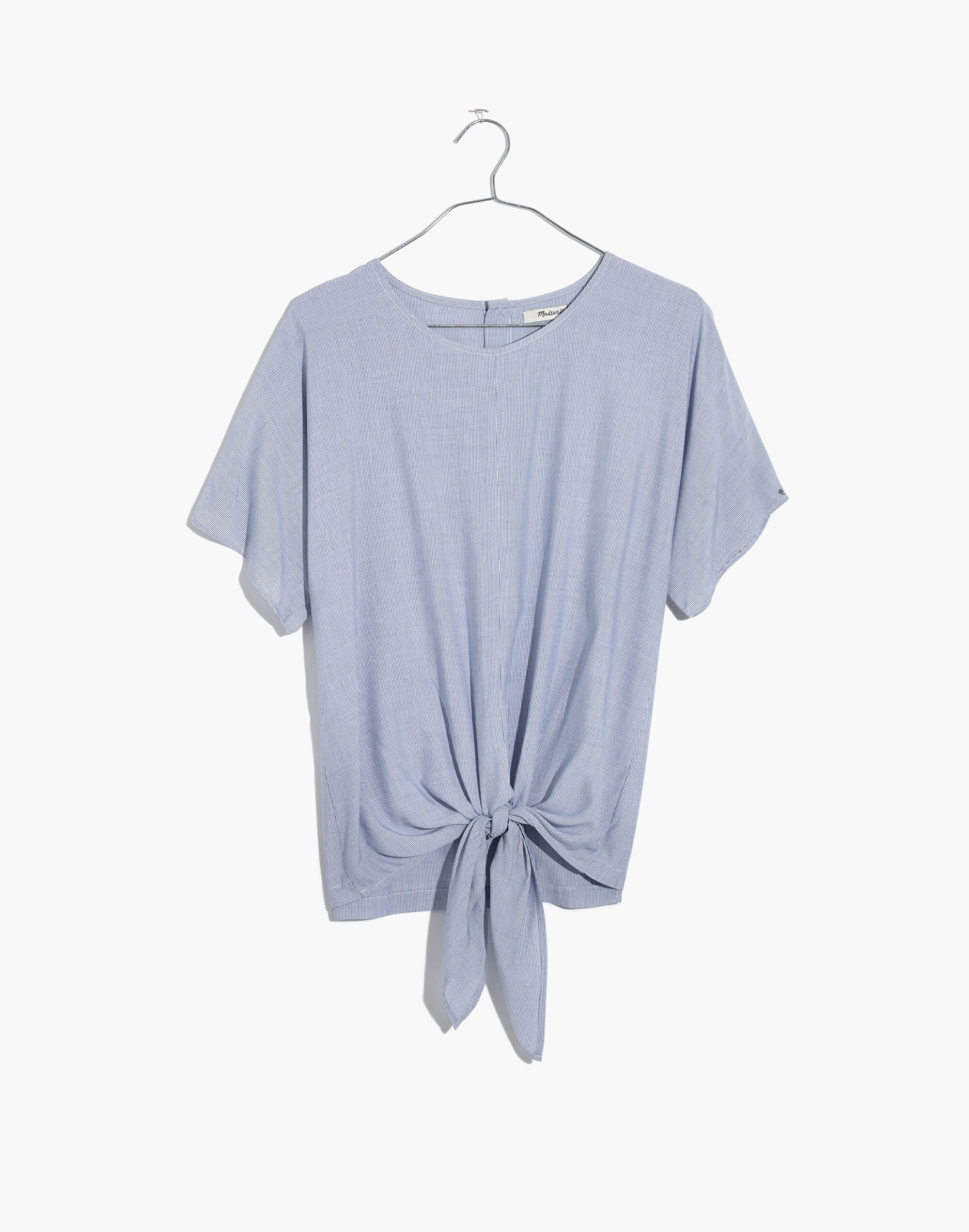 Button-Back Tie Tee in Stripe