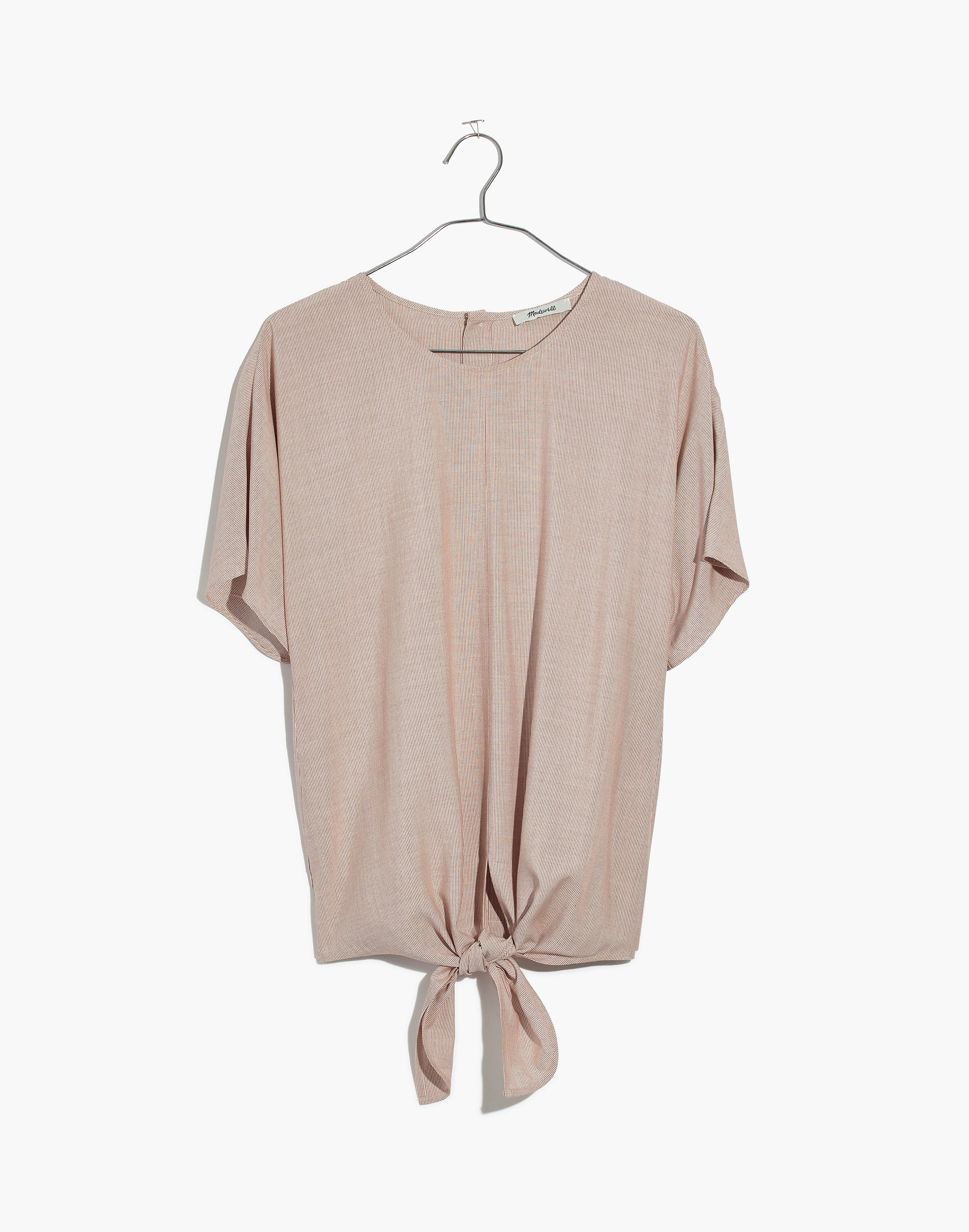 Button-Back Tie Tee in Stripe