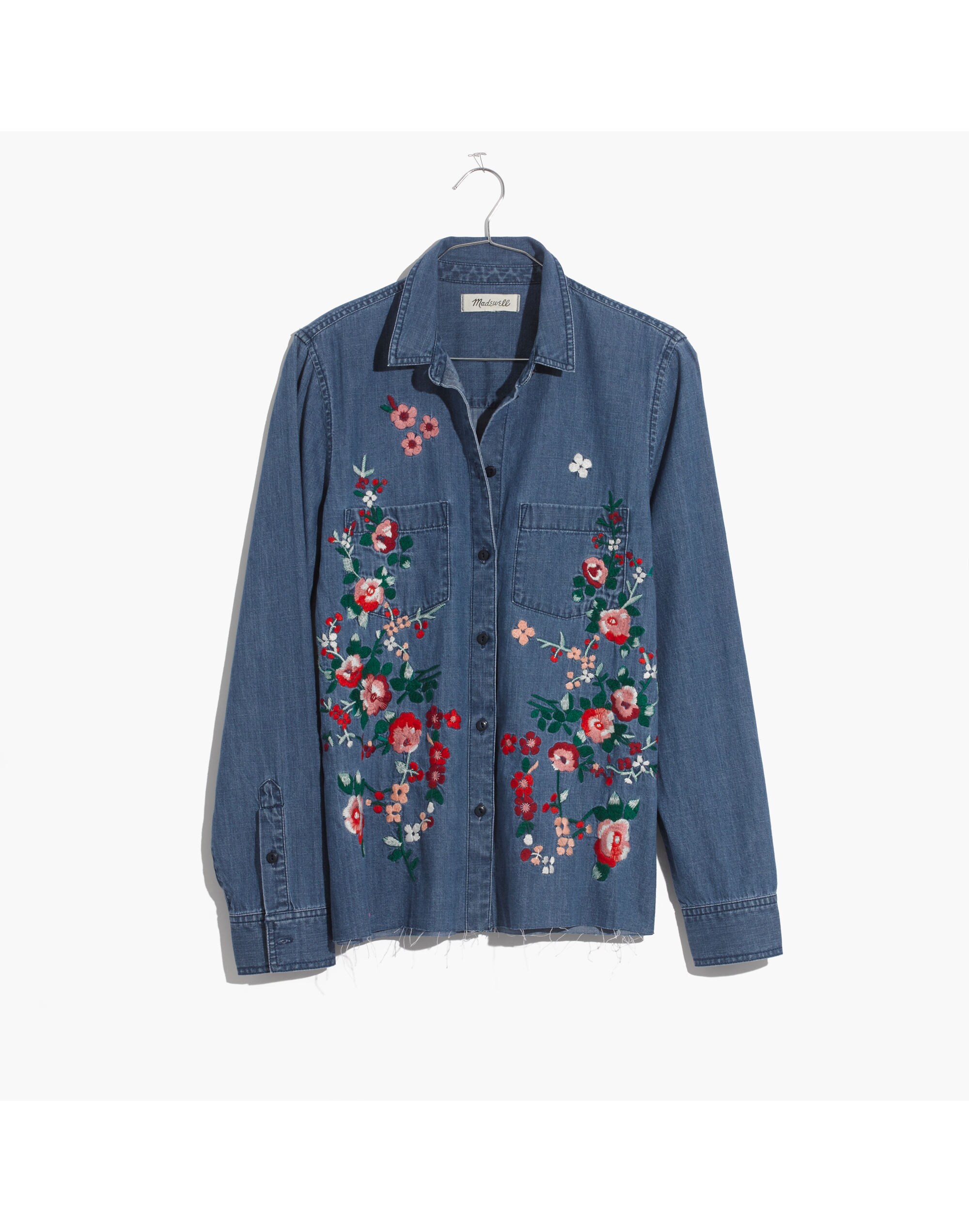 Embroidered Cutoff Denim Shirt