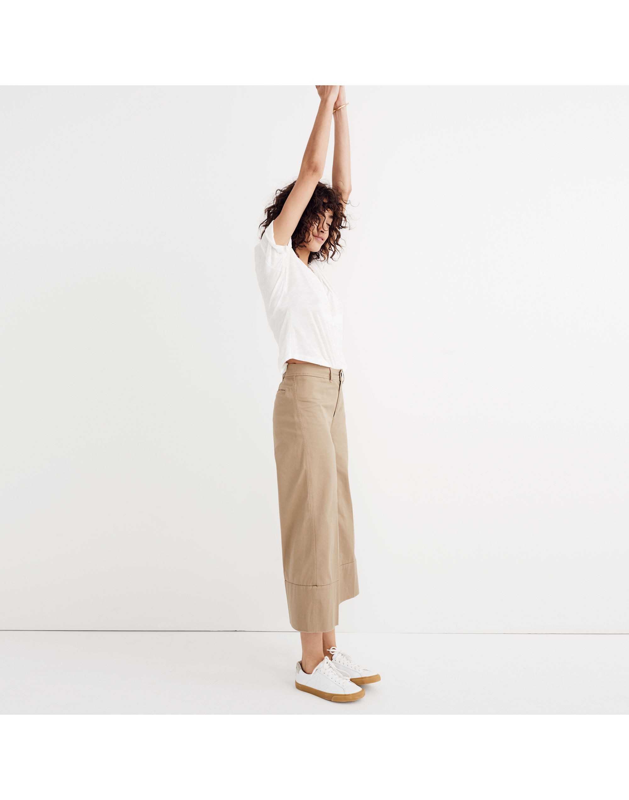 Langford Wide-Leg Crop Pants in Light Latte