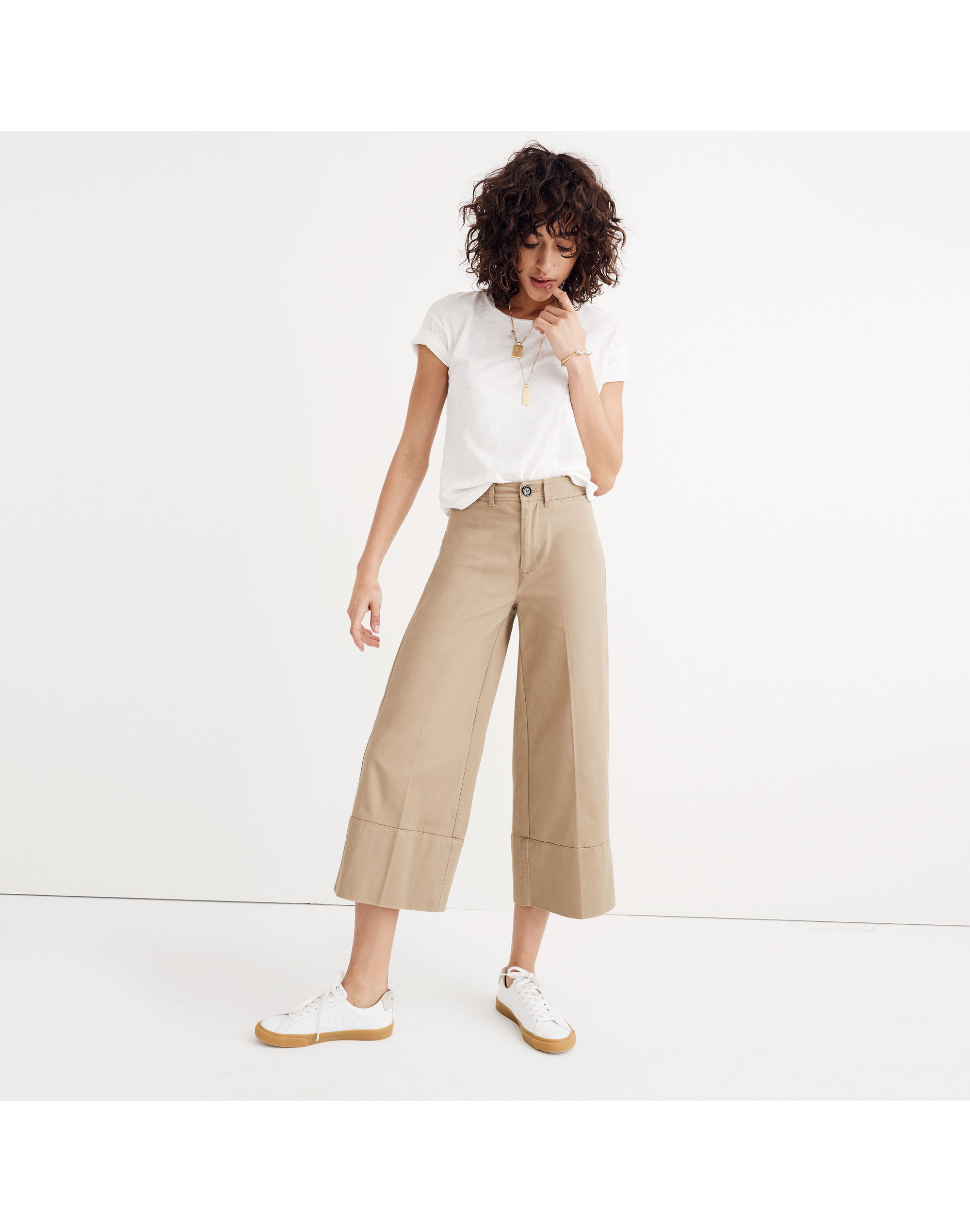 Langford Wide-Leg Crop Pants in Light Latte