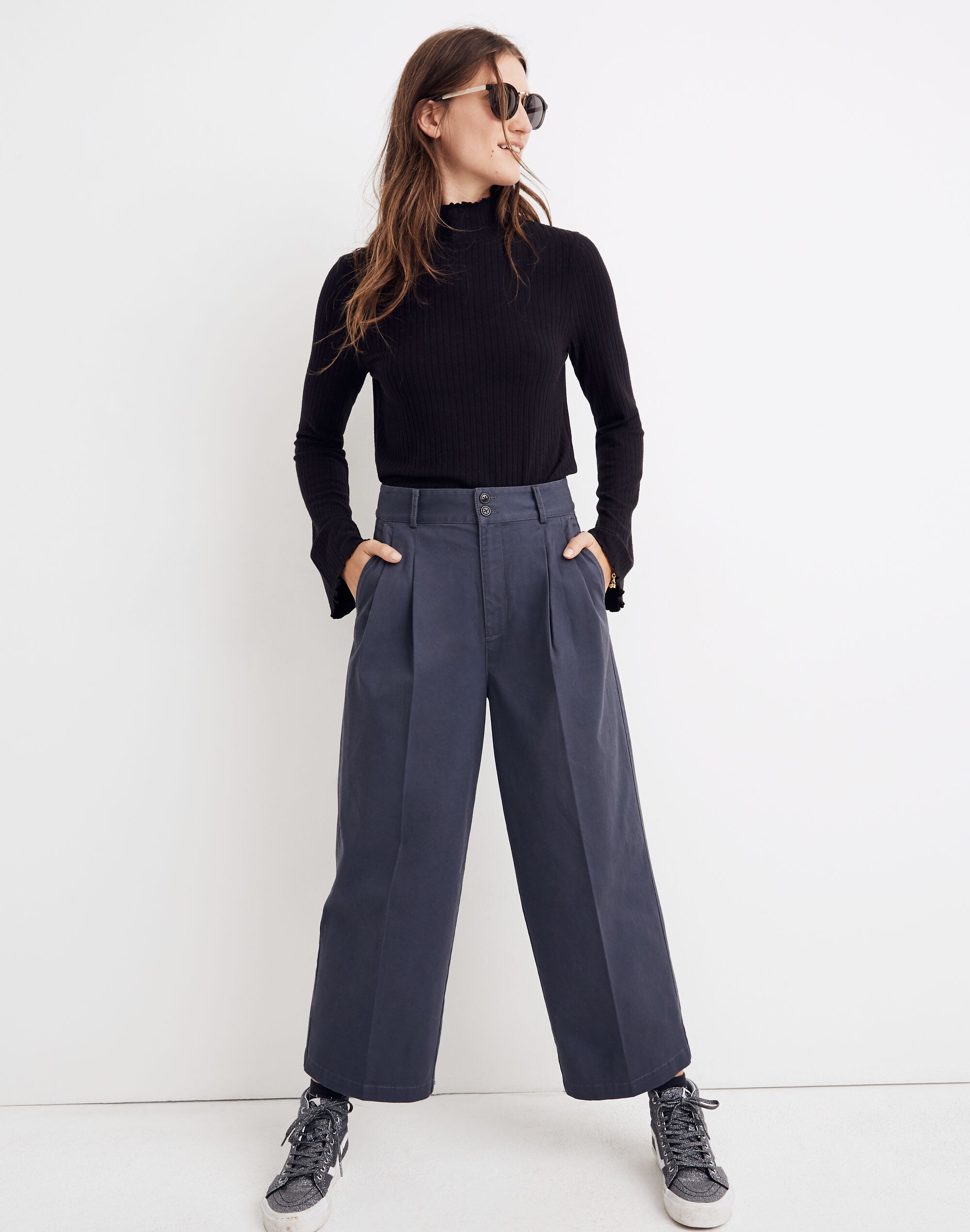 Pleated Wide-Leg Pants