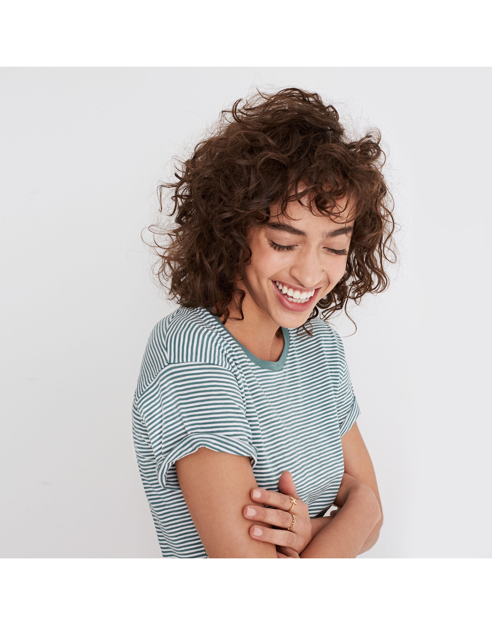 Whisper Cotton Crewneck Tee in Shirley Stripe