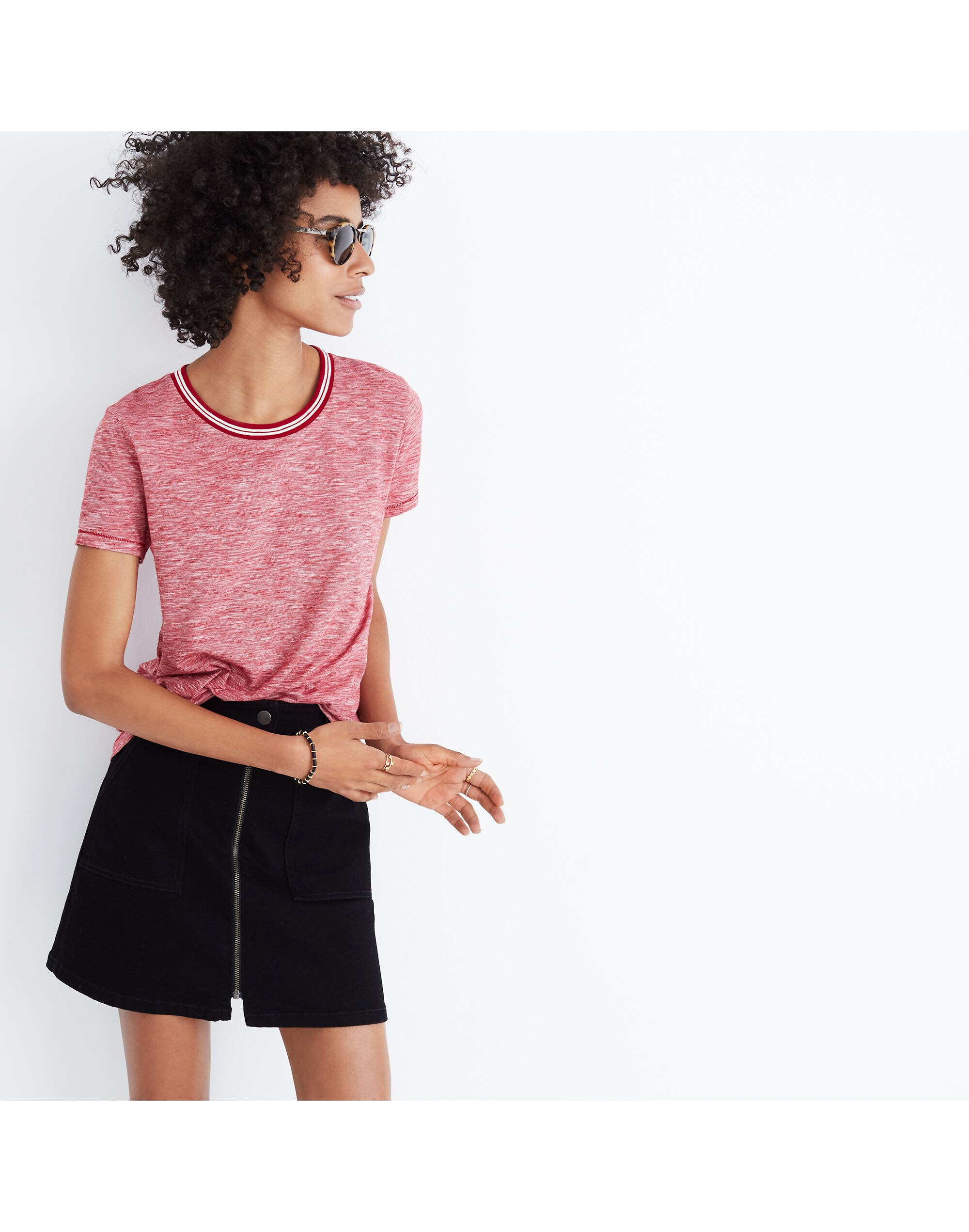 whisper cotton ringer tee in stripe