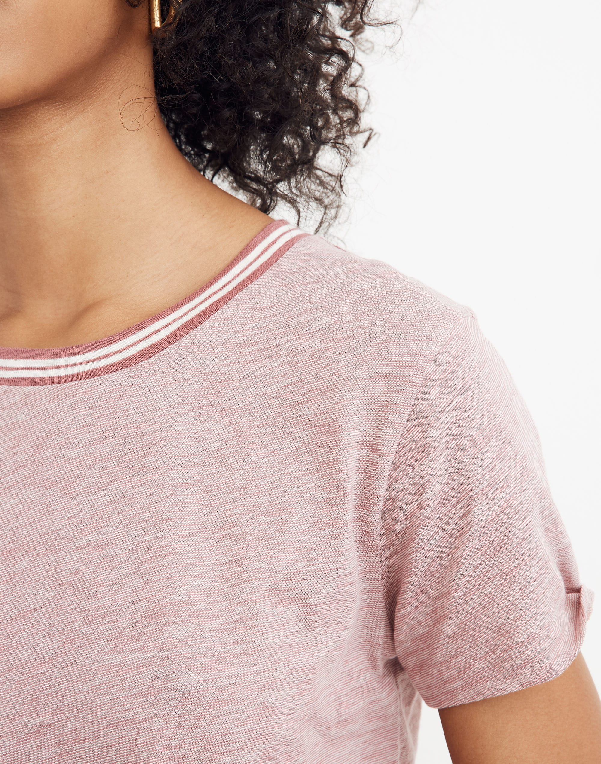 Whisper Cotton Ringer Tee in Stripe