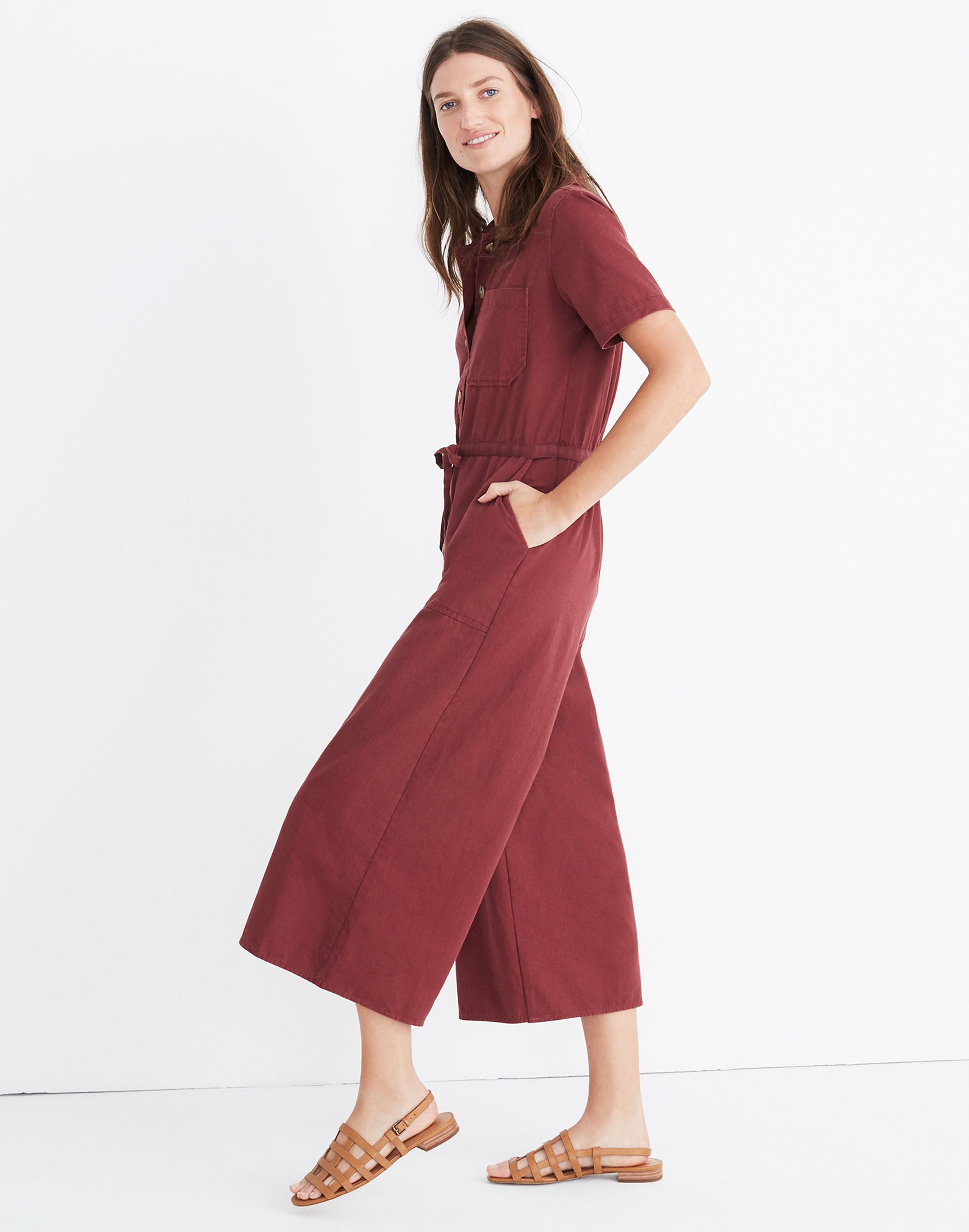 Wide-Leg Utility Jumpsuit