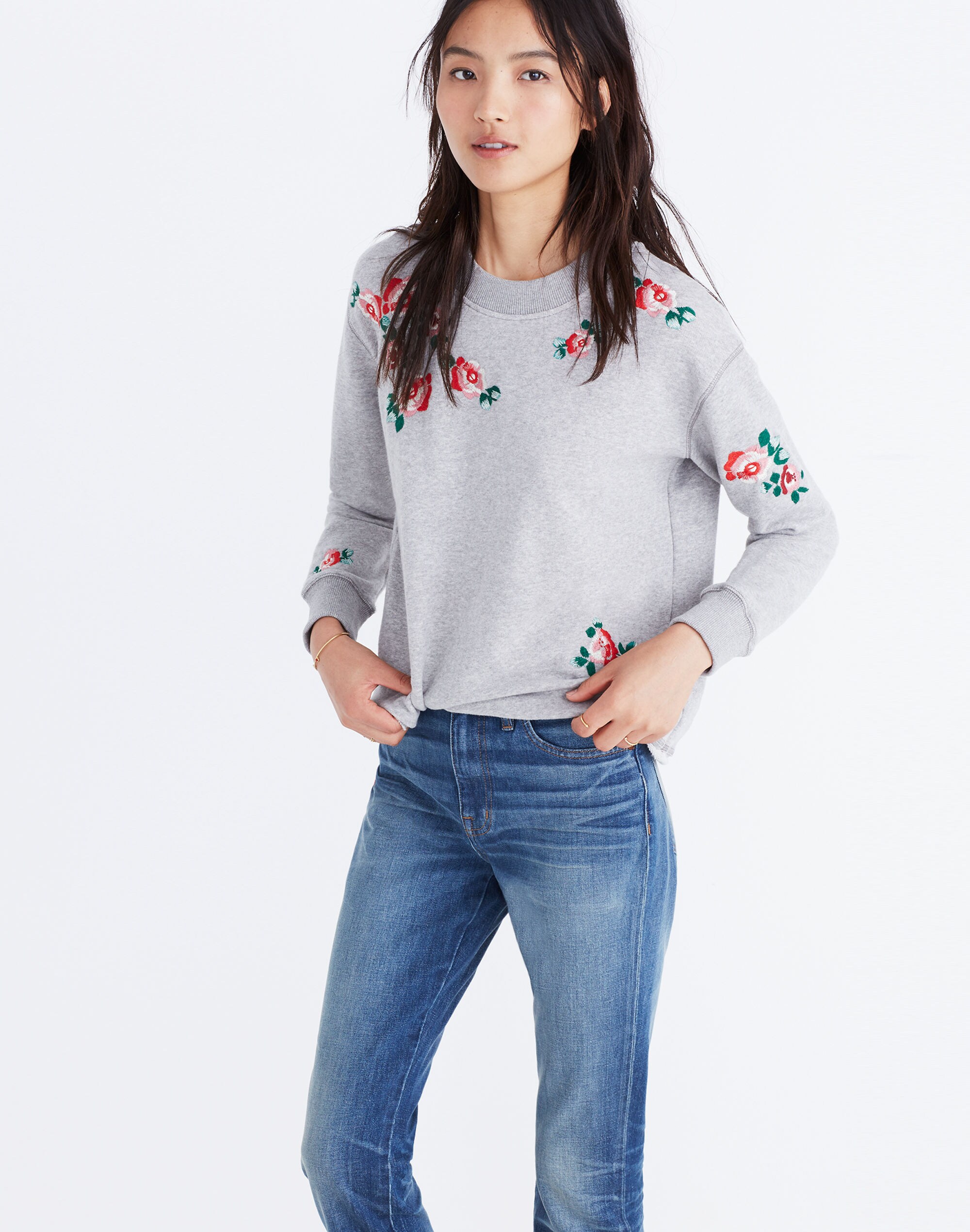 embroidered cutoff sweatshirt