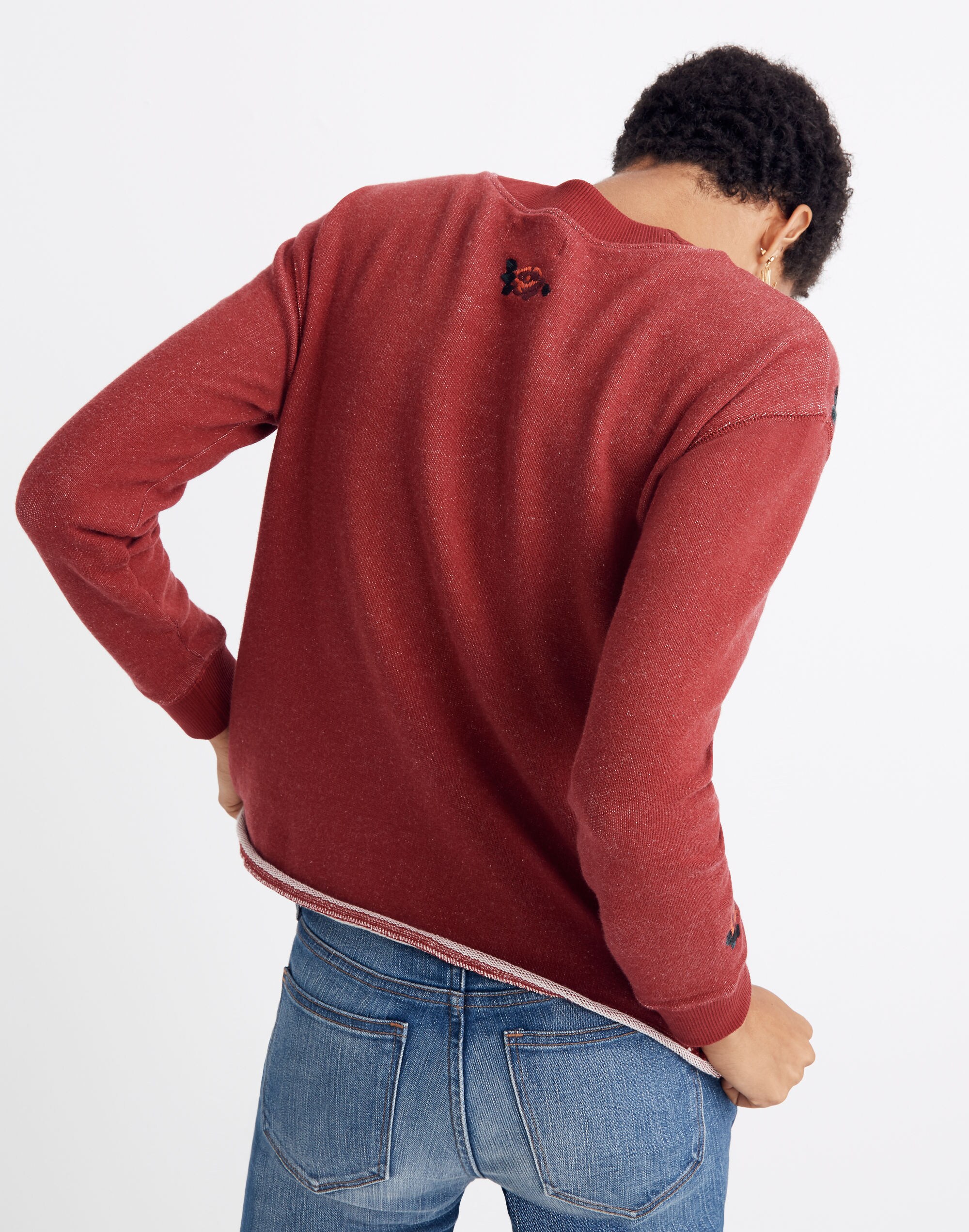 Embroidered Cutoff Sweatshirt