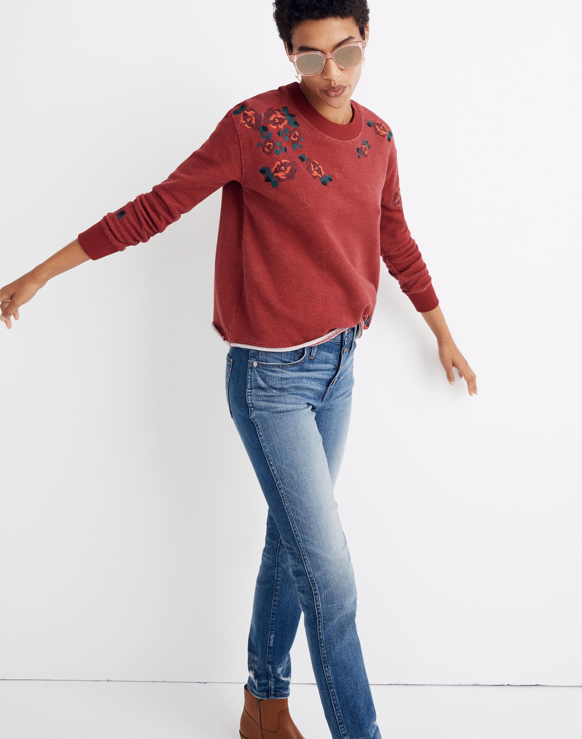 Embroidered Cutoff Sweatshirt