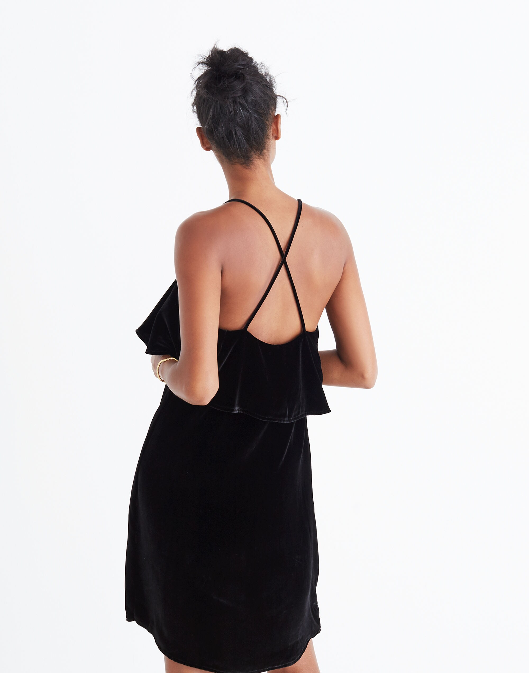 Velvet Ruffle Mini Dress