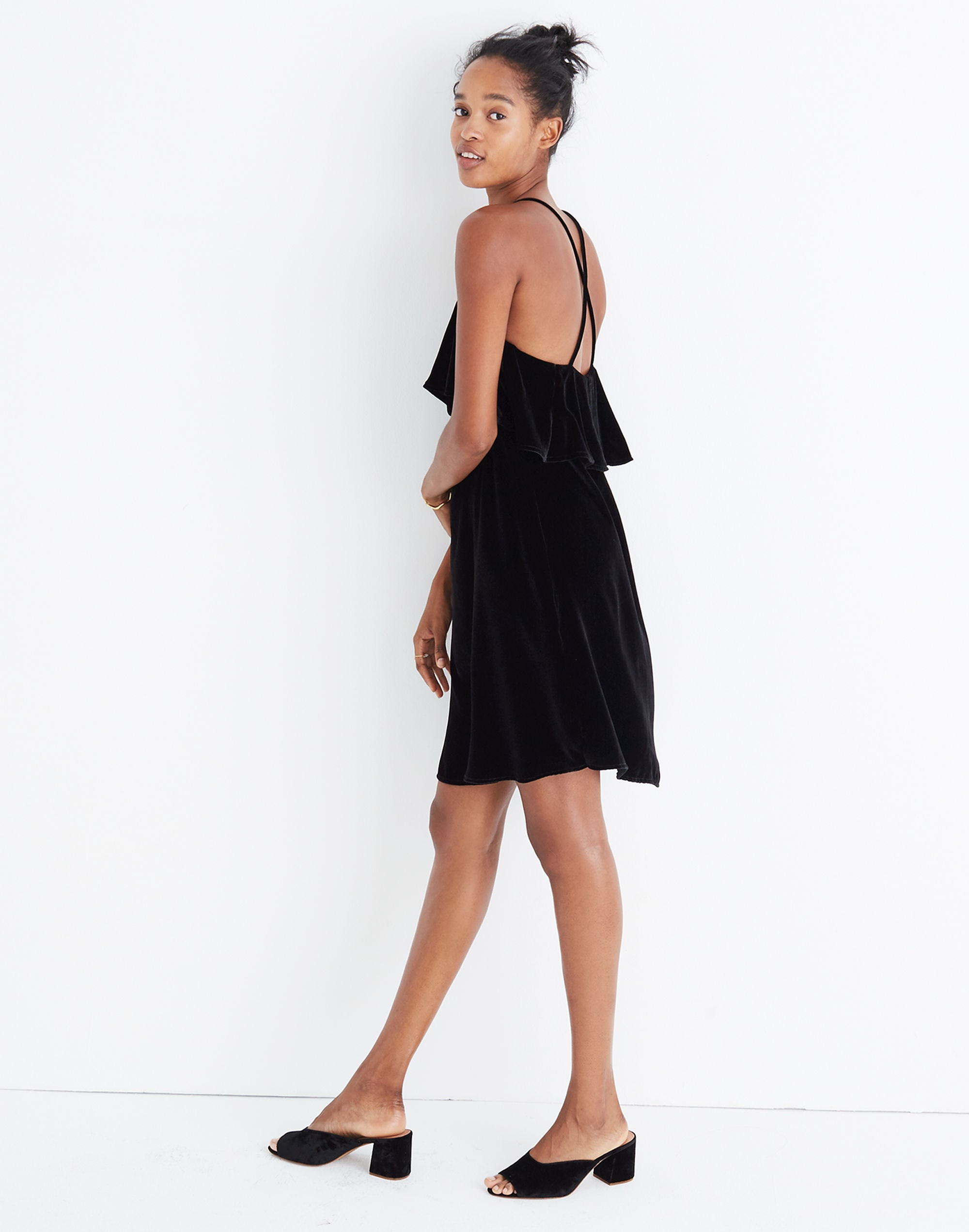 Velvet Ruffle Mini Dress