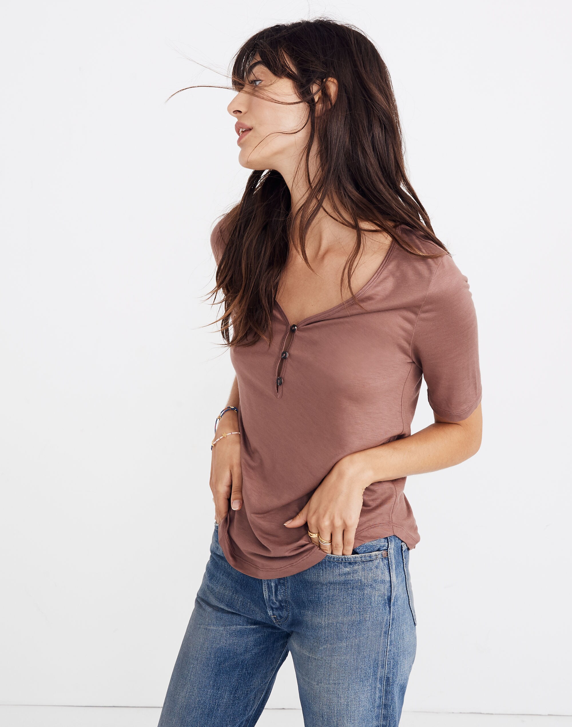 Drapey Henley Tee