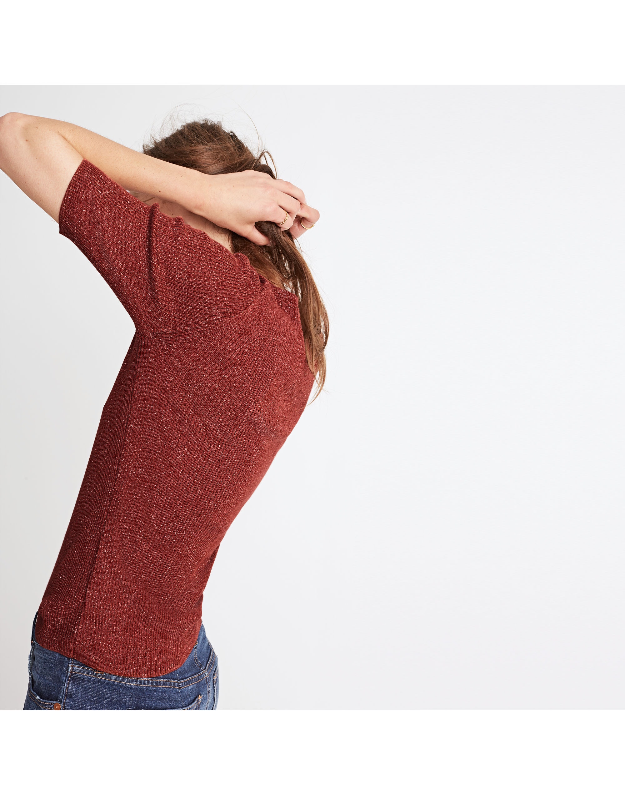 Evening Sparkle Ribbed Sweater Top