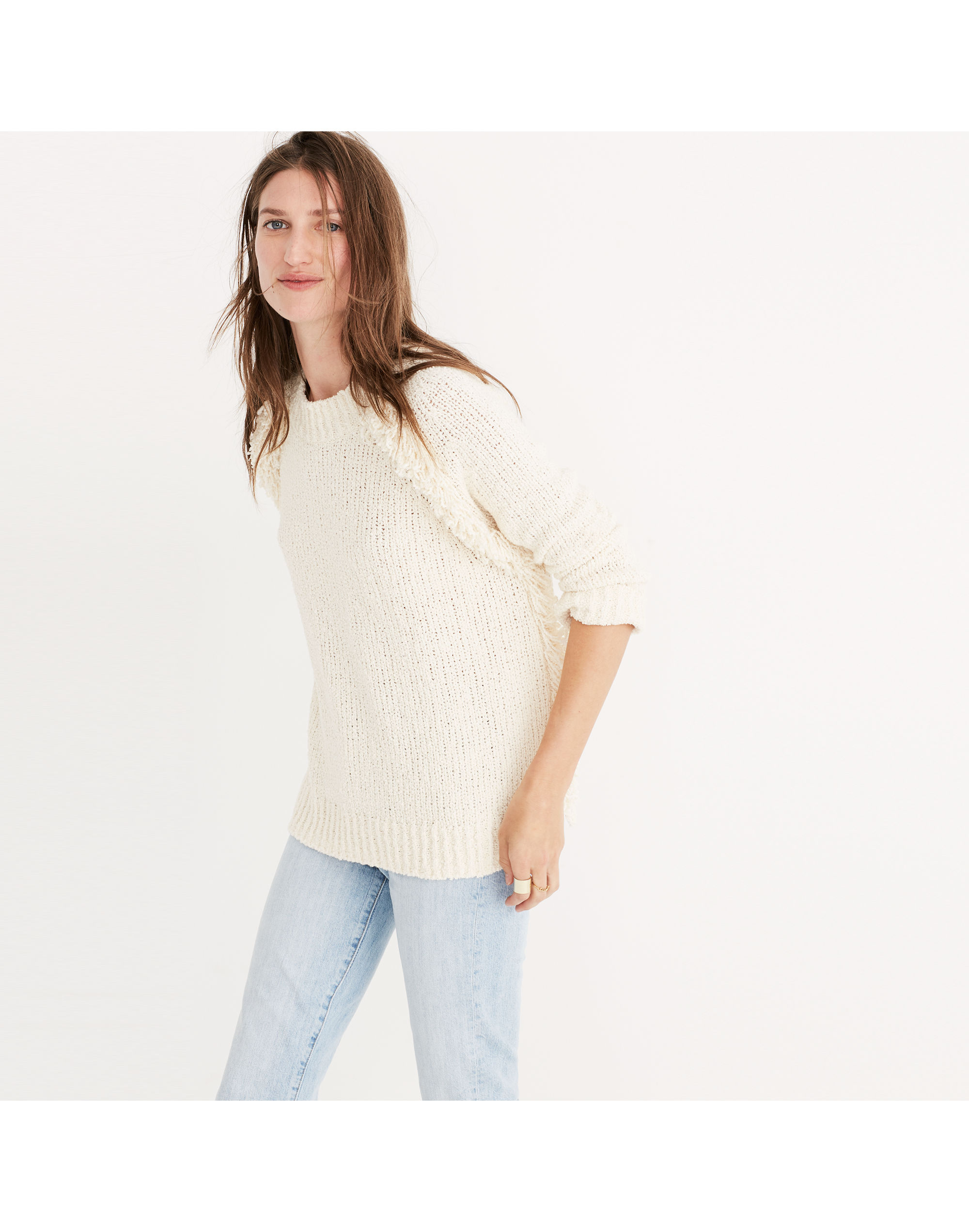 Loop-Edge Pullover Sweater
