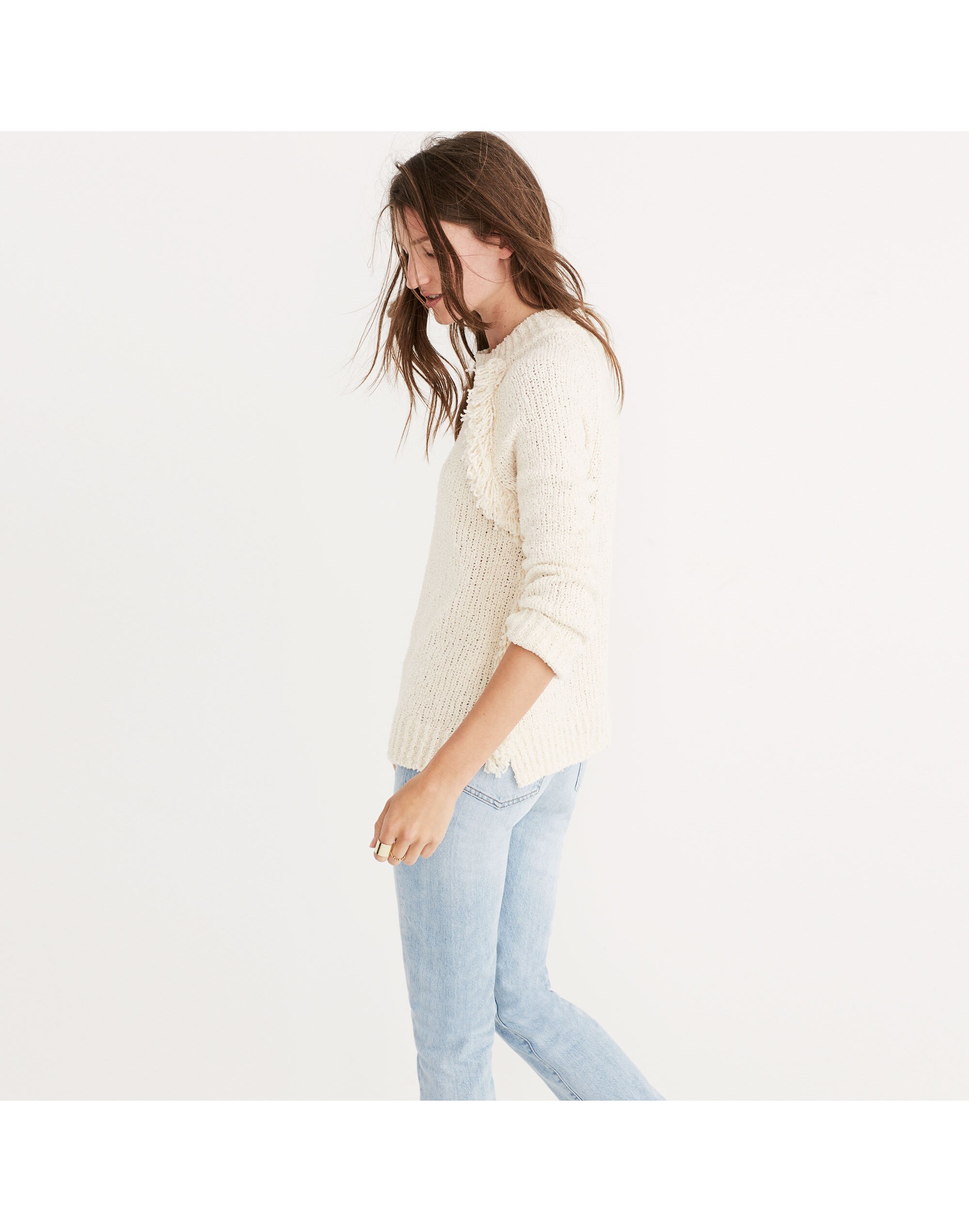 Loop-Edge Pullover Sweater