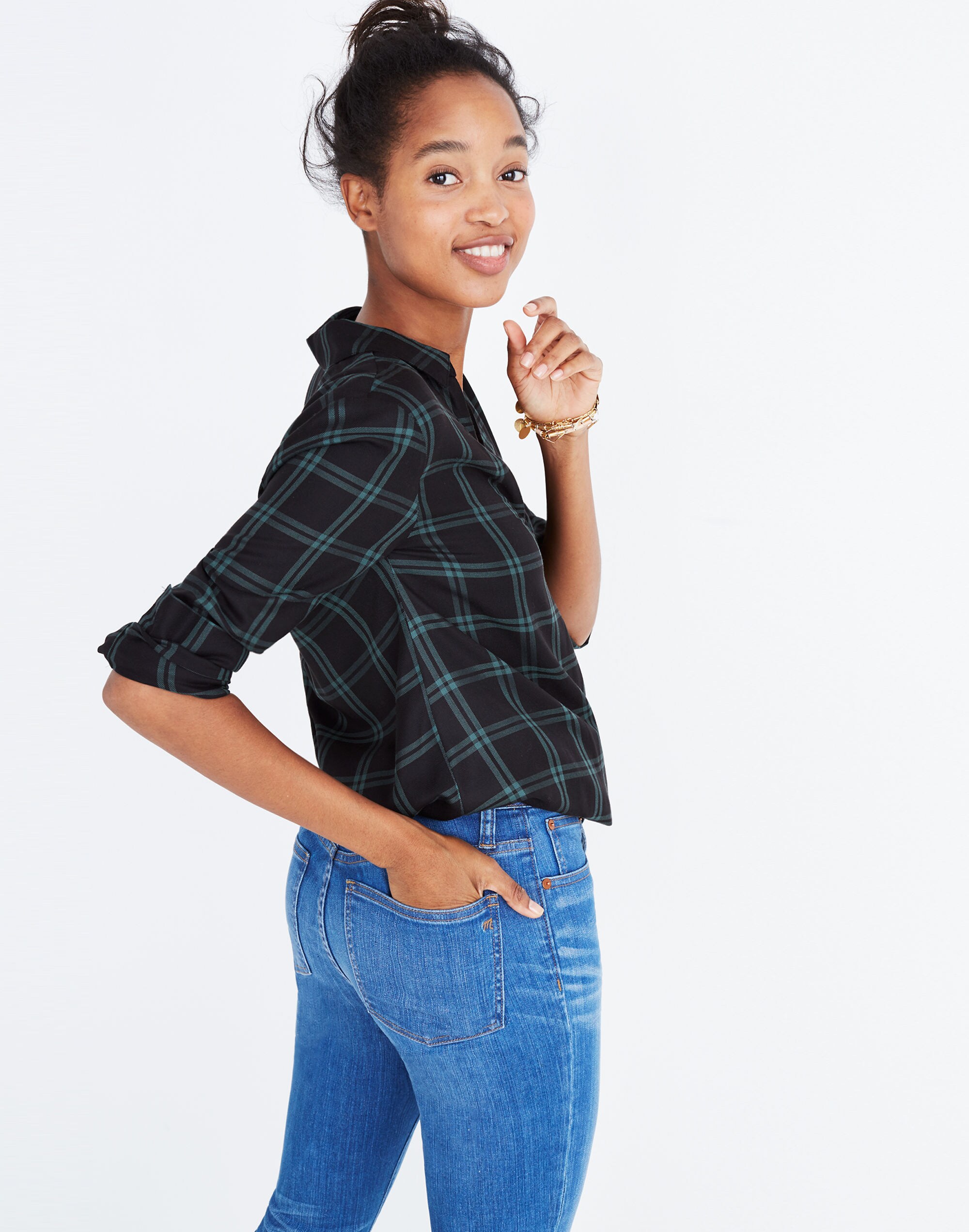 Wrap-Front Shirt in Palma Plaid