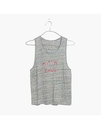  Embroidered Out of Town Racerback Tank Top