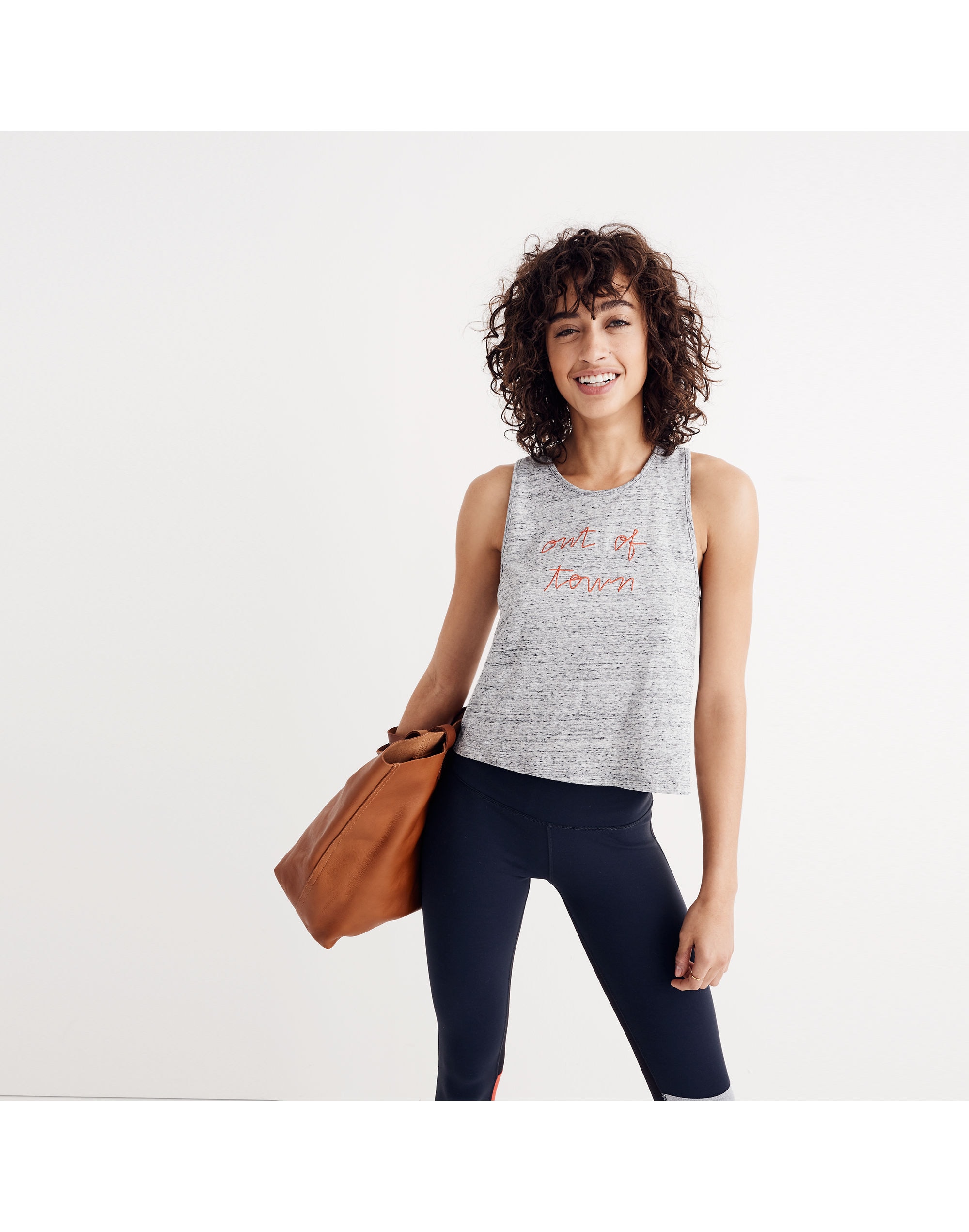 Embroidered Out of Town Racerback Tank Top