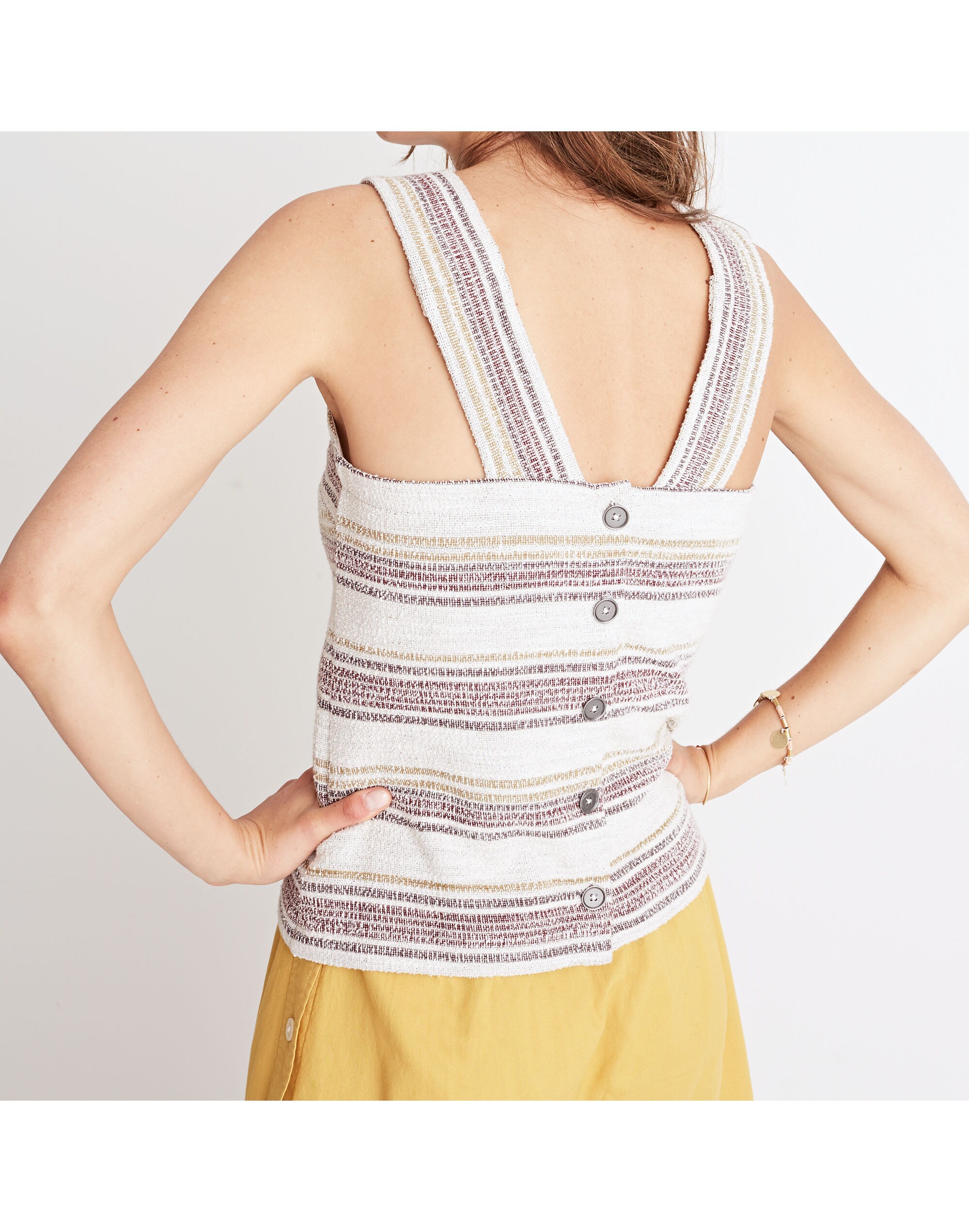 Apron Button-Back Tank Top in Stripe