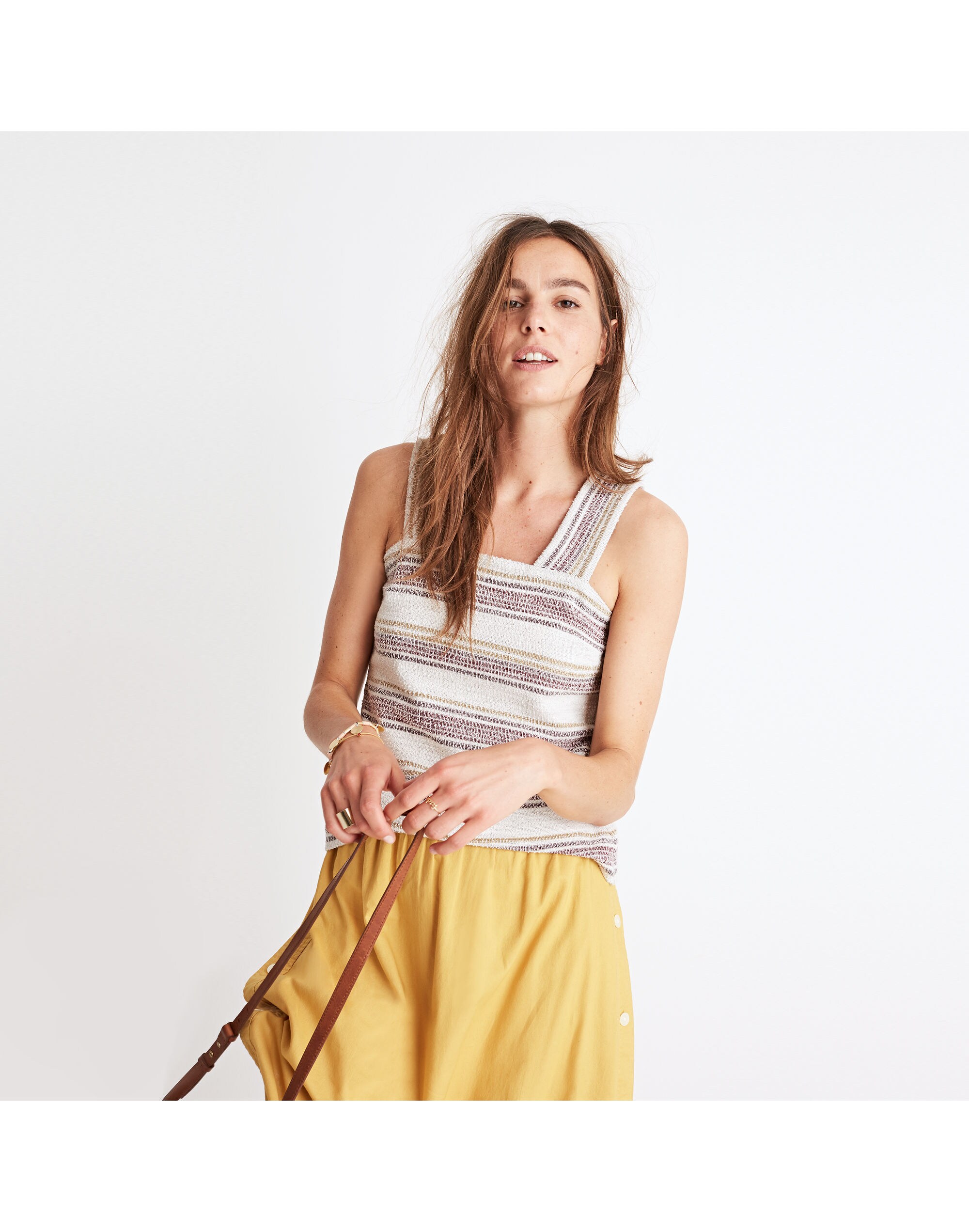 Apron Button-Back Tank Top in Stripe