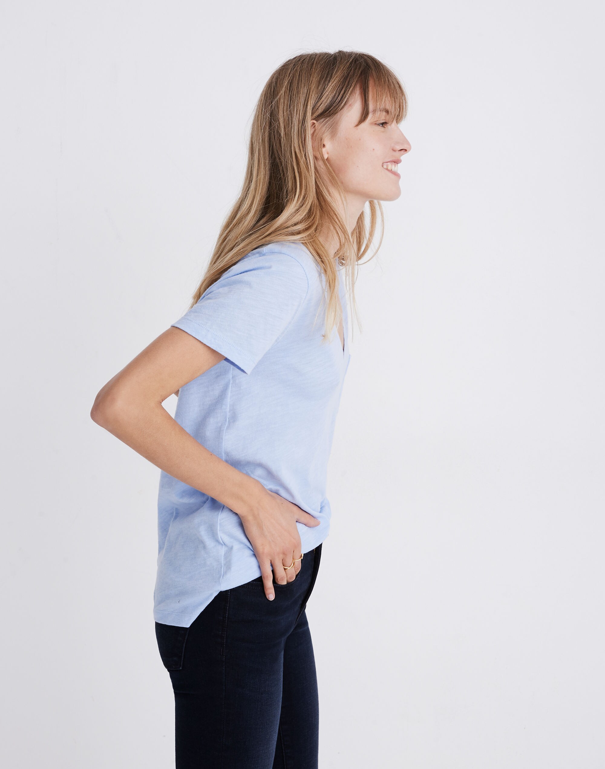 Whisper Cotton V-Neck Pocket Tee