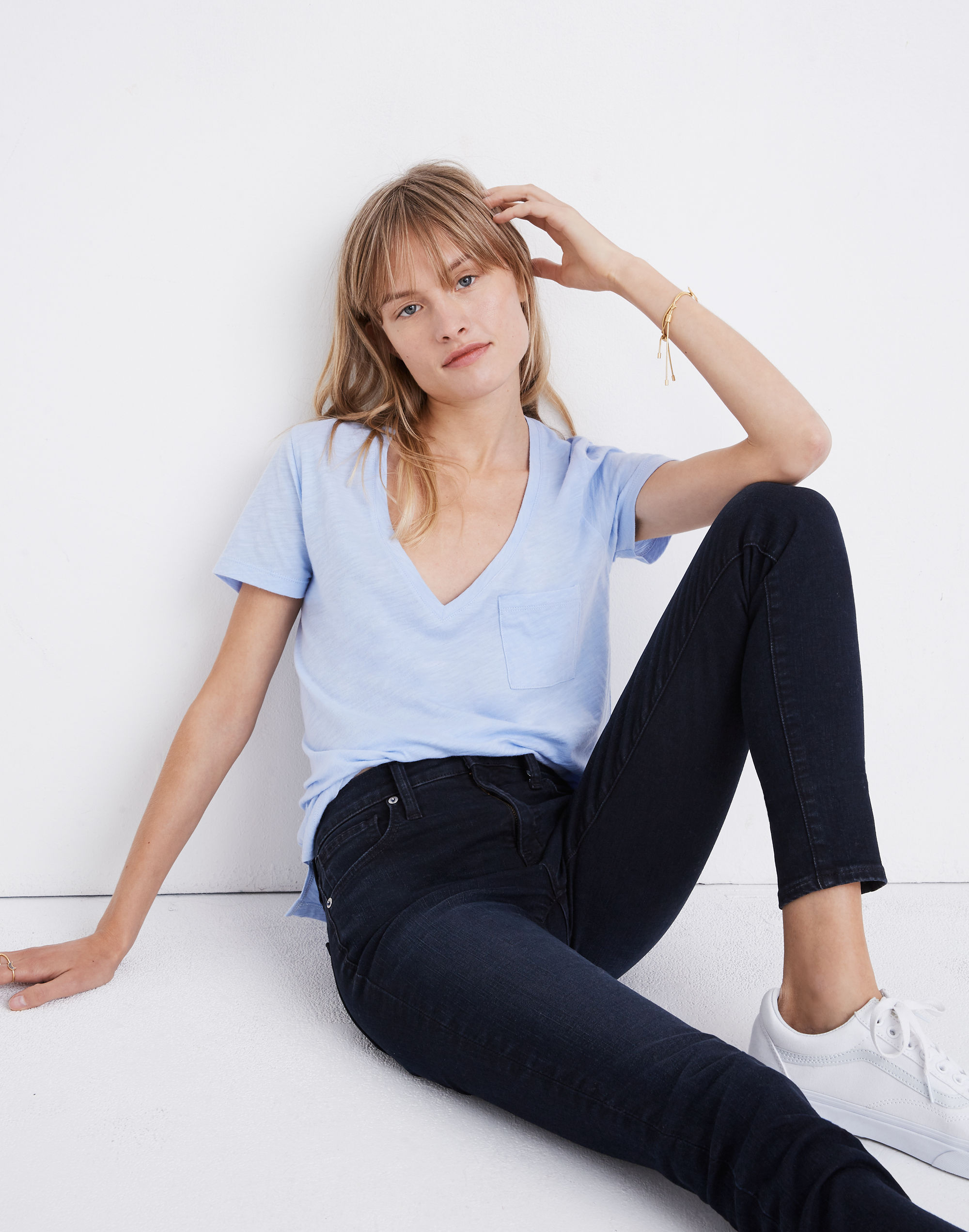 Whisper Cotton V-Neck Pocket Tee