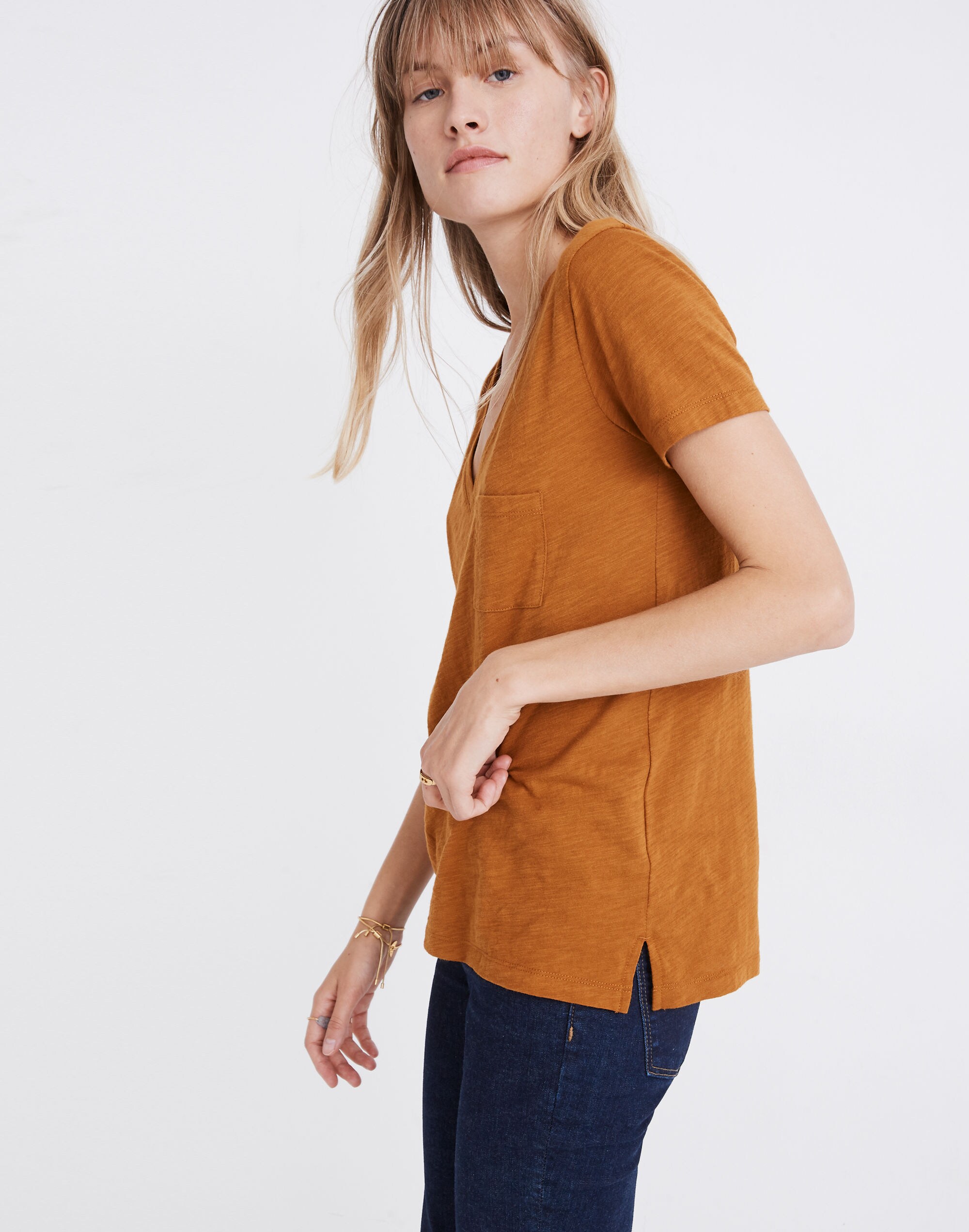 Whisper Cotton V-Neck Pocket Tee
