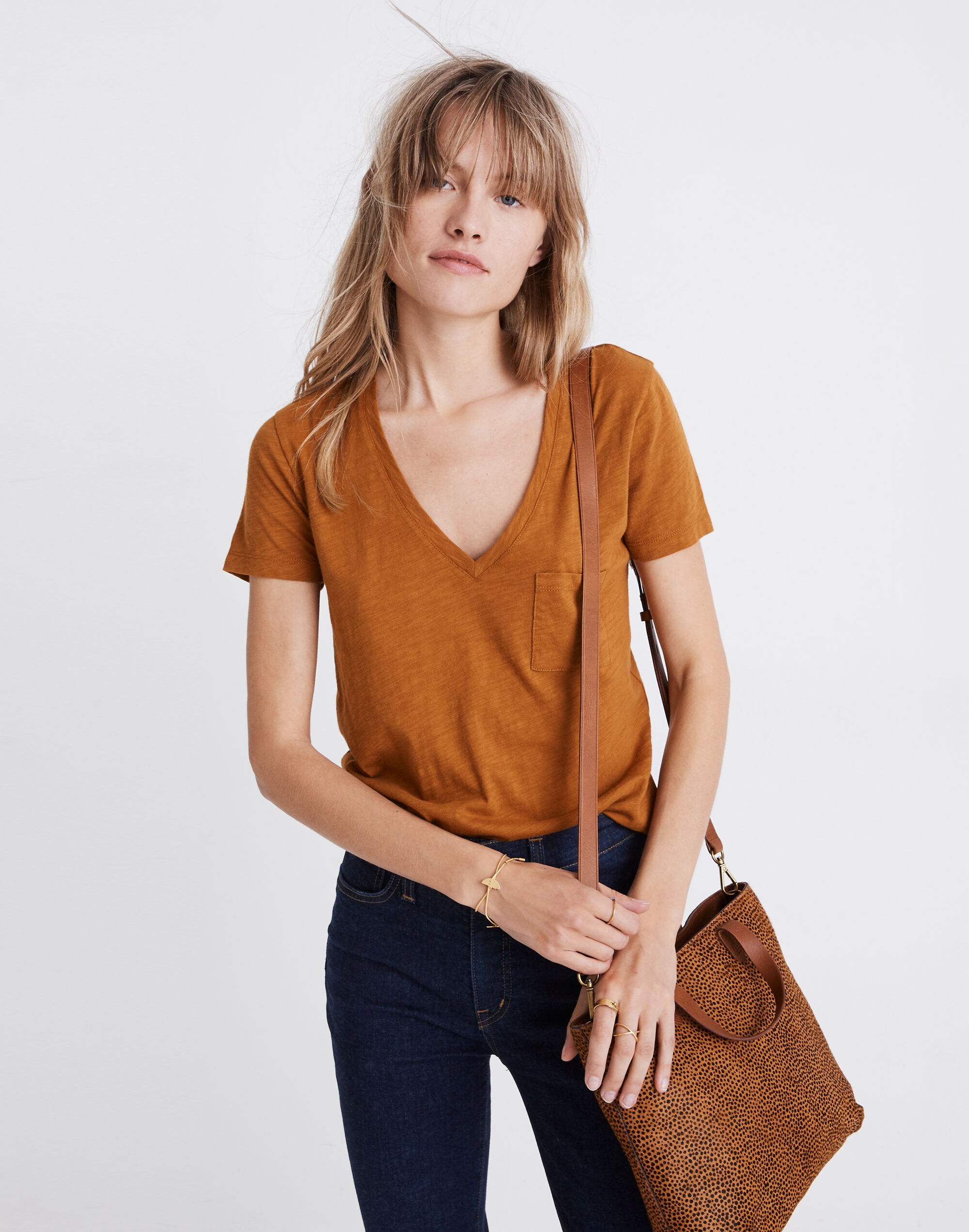 Whisper Cotton V-Neck Pocket Tee