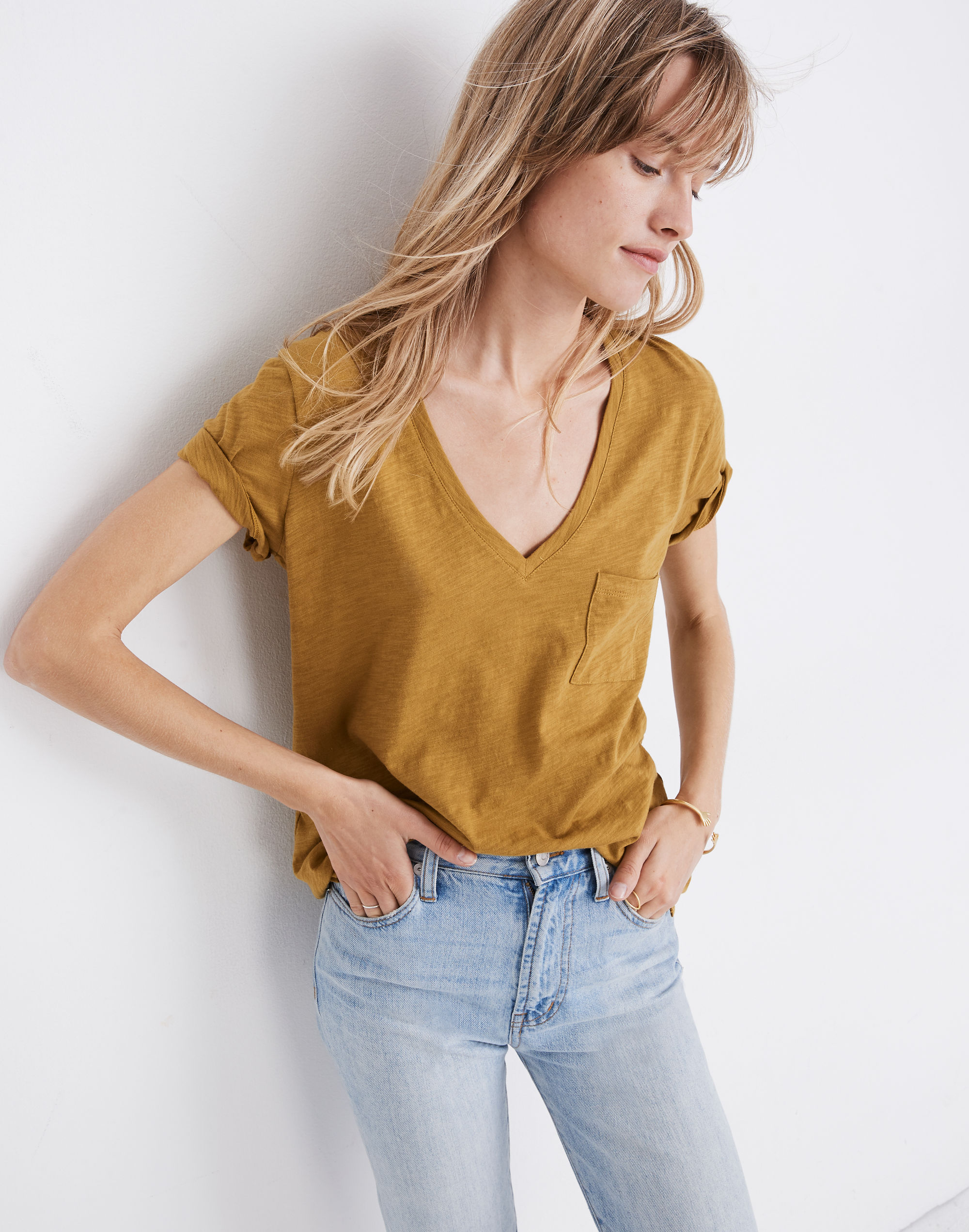 Whisper Cotton V-Neck Pocket Tee