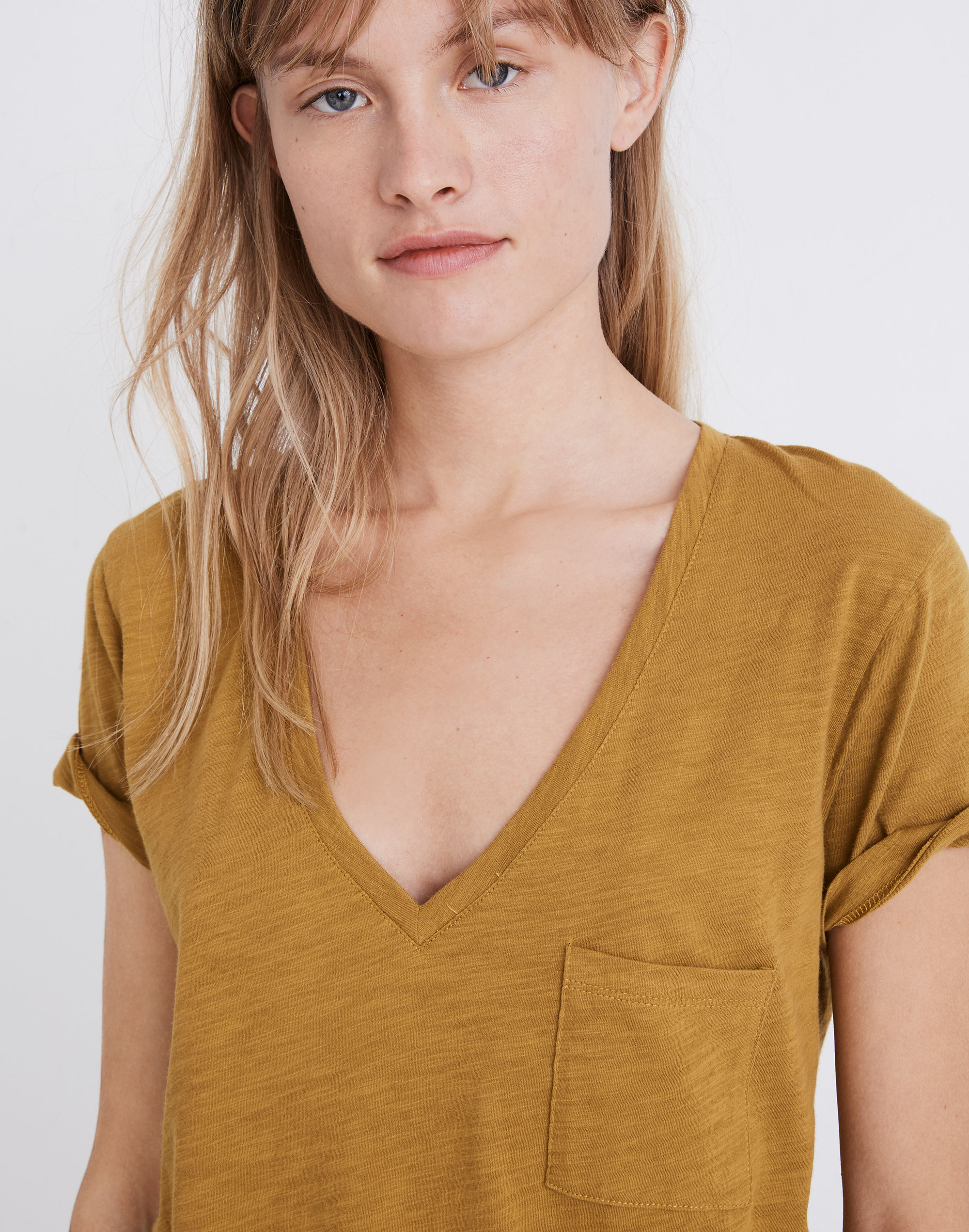 Whisper Cotton V-Neck Pocket Tee