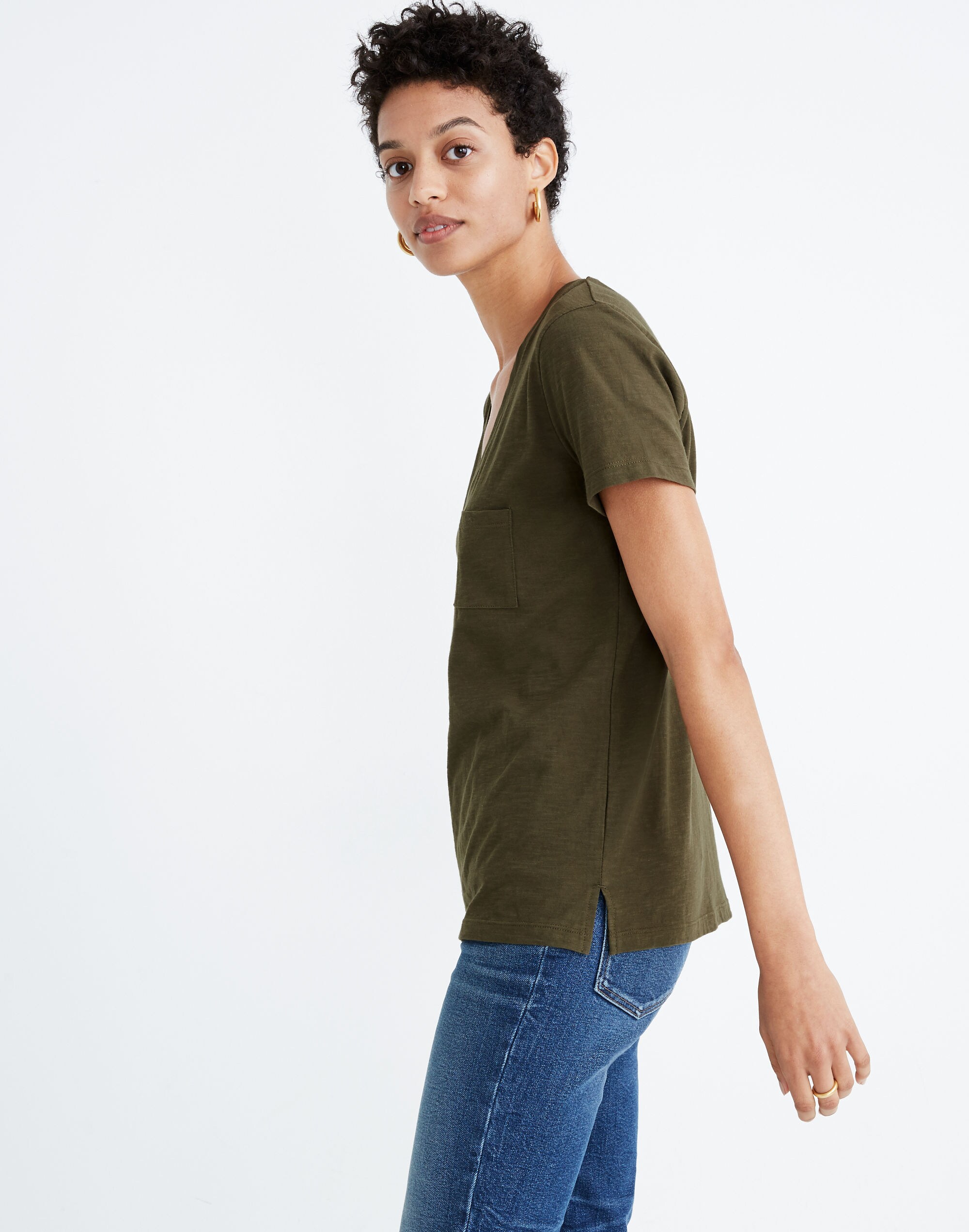 Whisper Cotton V-Neck Pocket Tee
