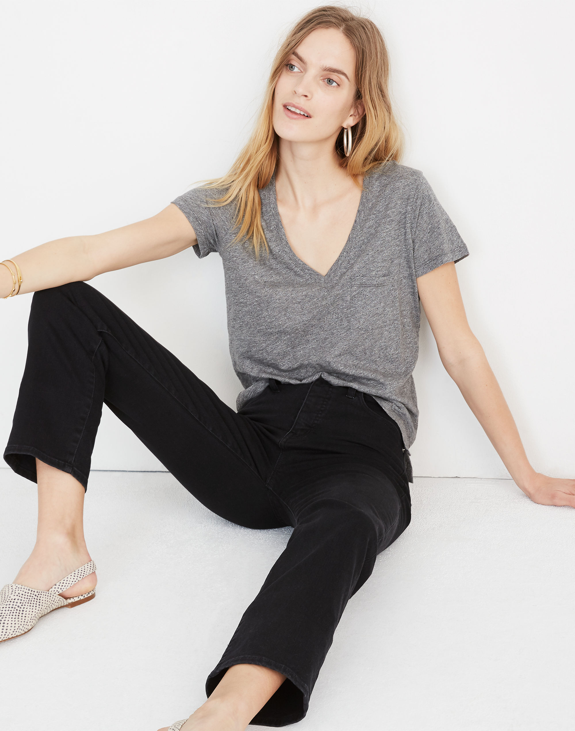 Whisper Cotton V-Neck Pocket Tee