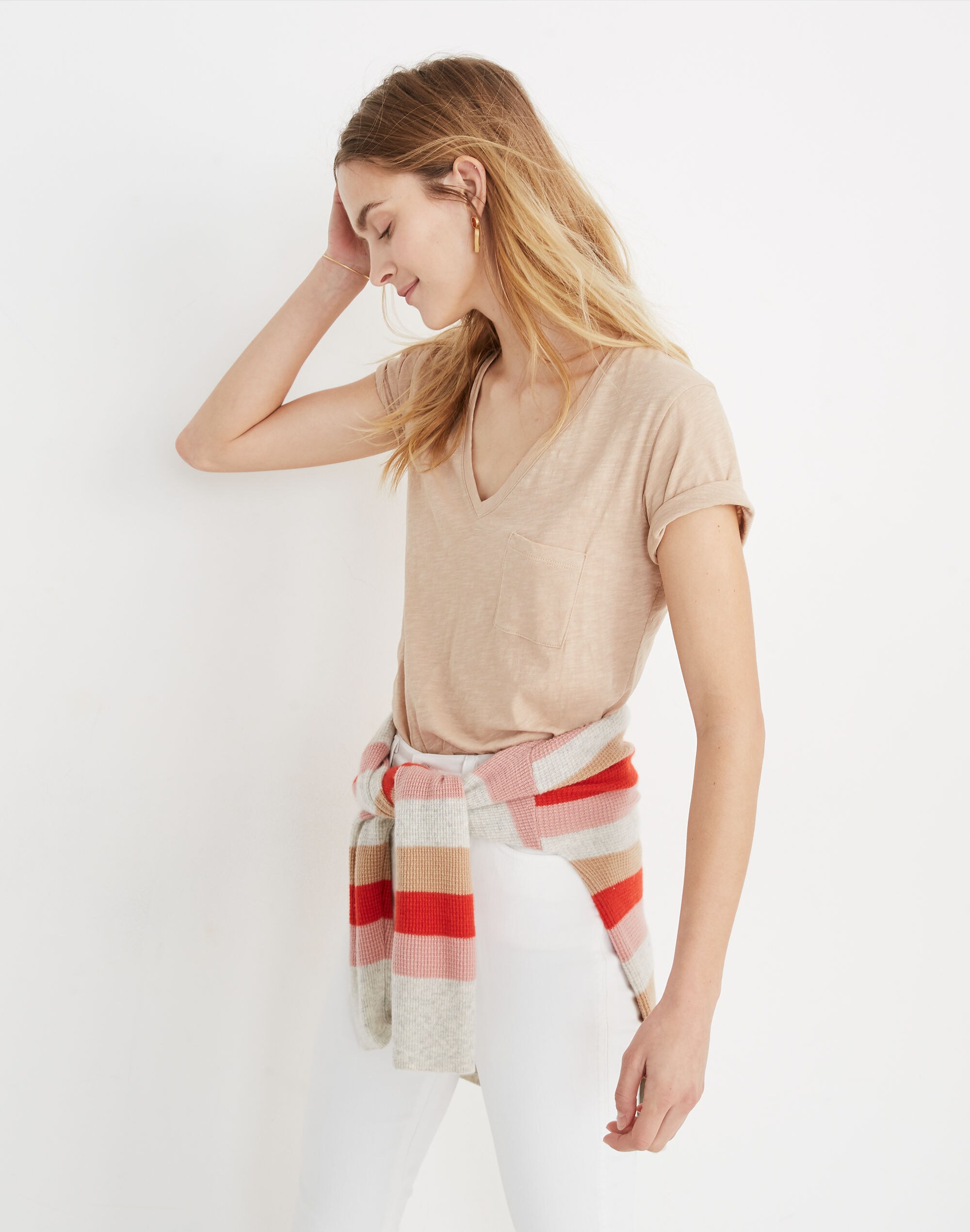 Whisper Cotton V-Neck Pocket Tee