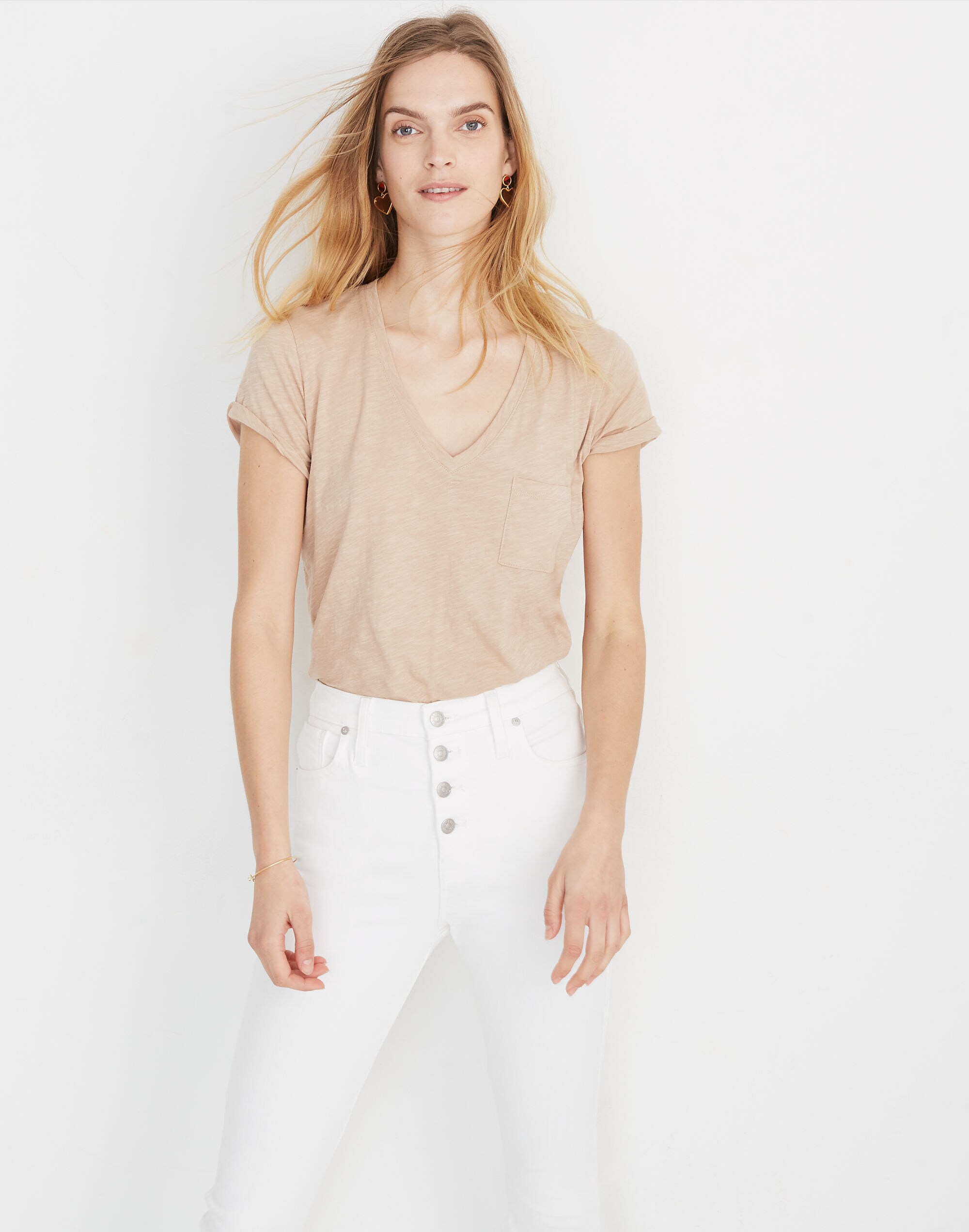 Whisper Cotton V-Neck Pocket Tee