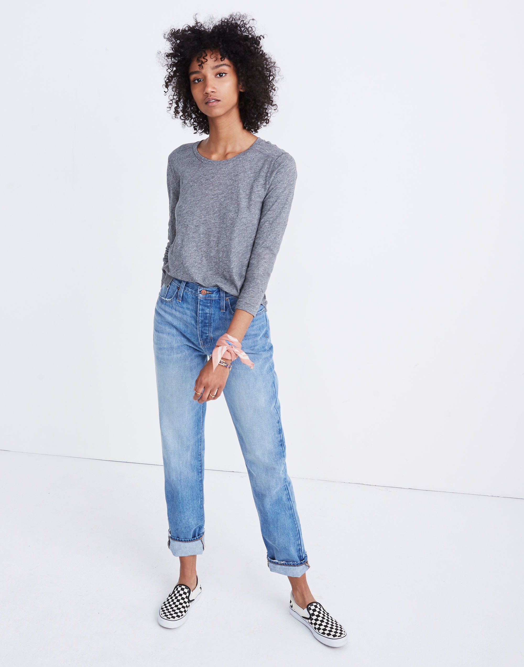 Whisper Cotton Crewneck Long-Sleeve Tee