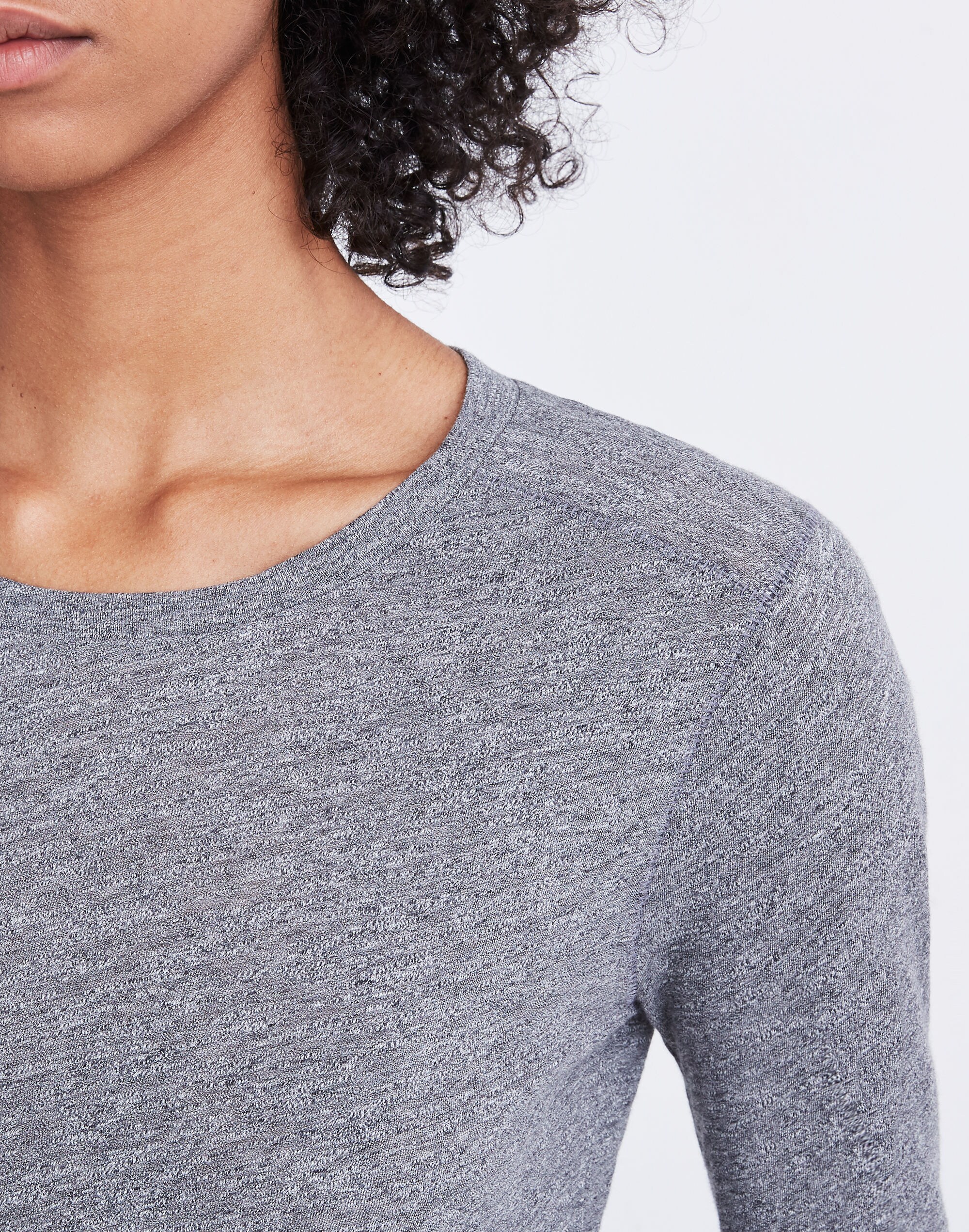 Whisper Cotton Crewneck Long-Sleeve Tee