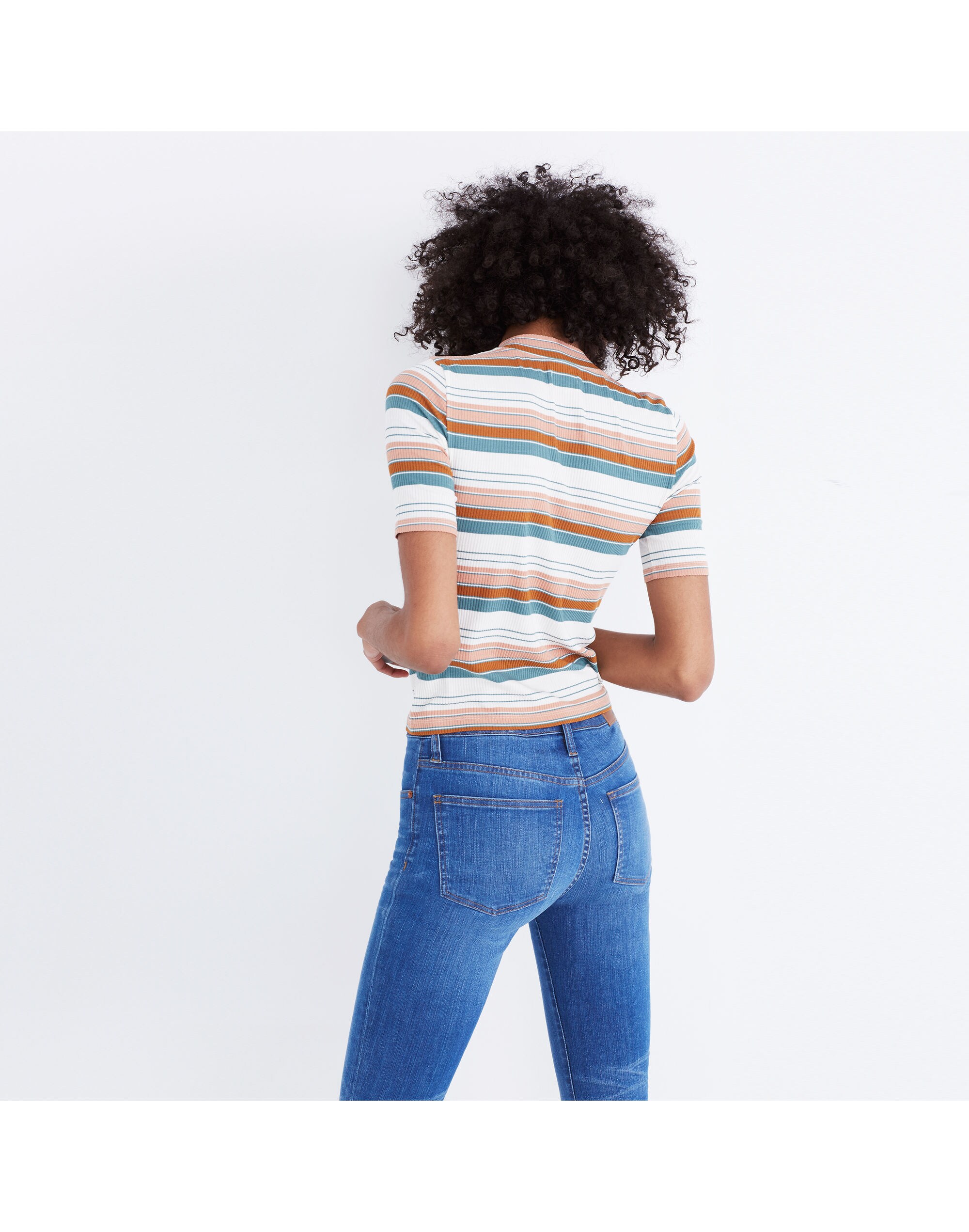 Mockneck Tee in Linett Stripe