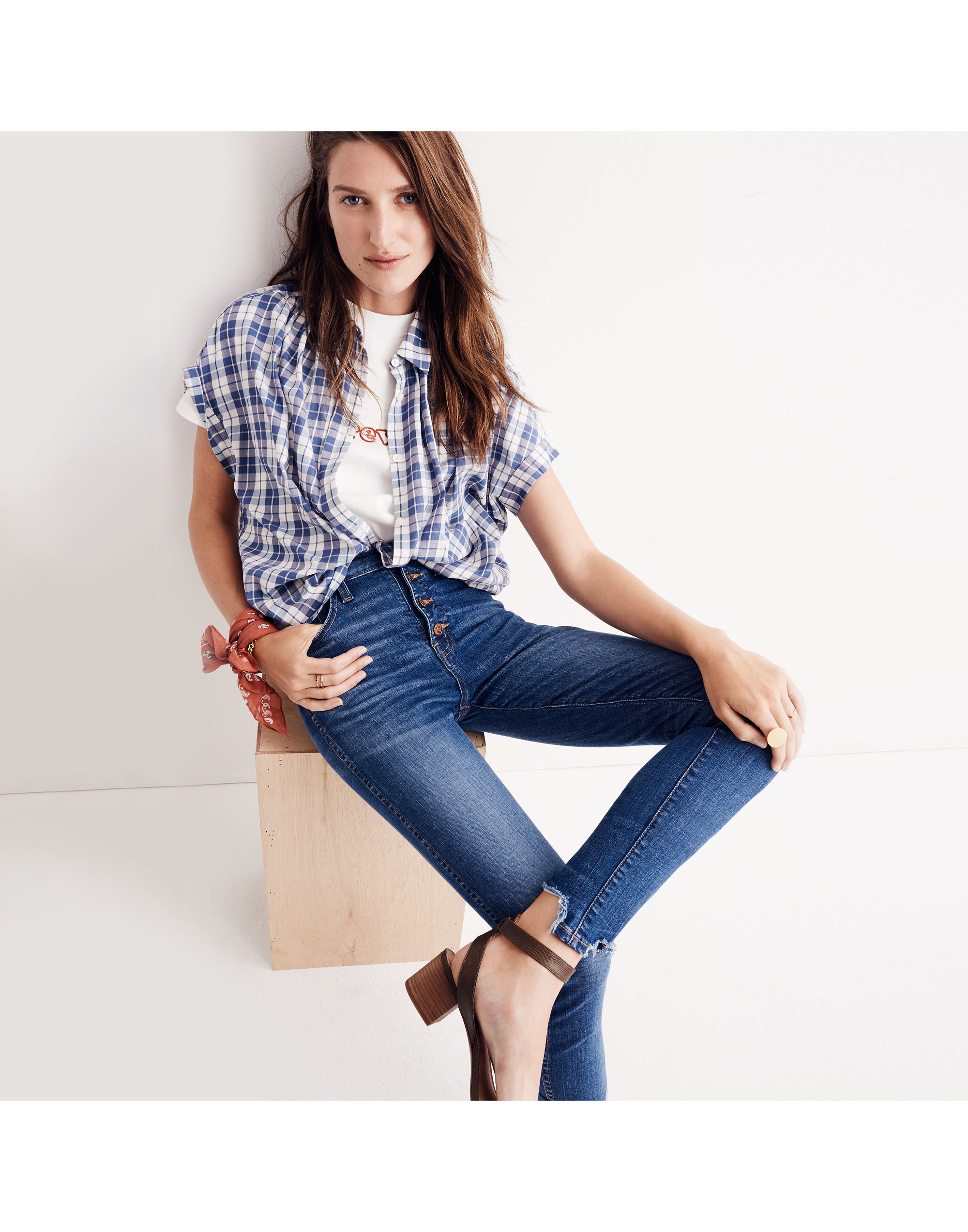 10" High-Rise Skinny Jeans: Chewed-Hem Edition